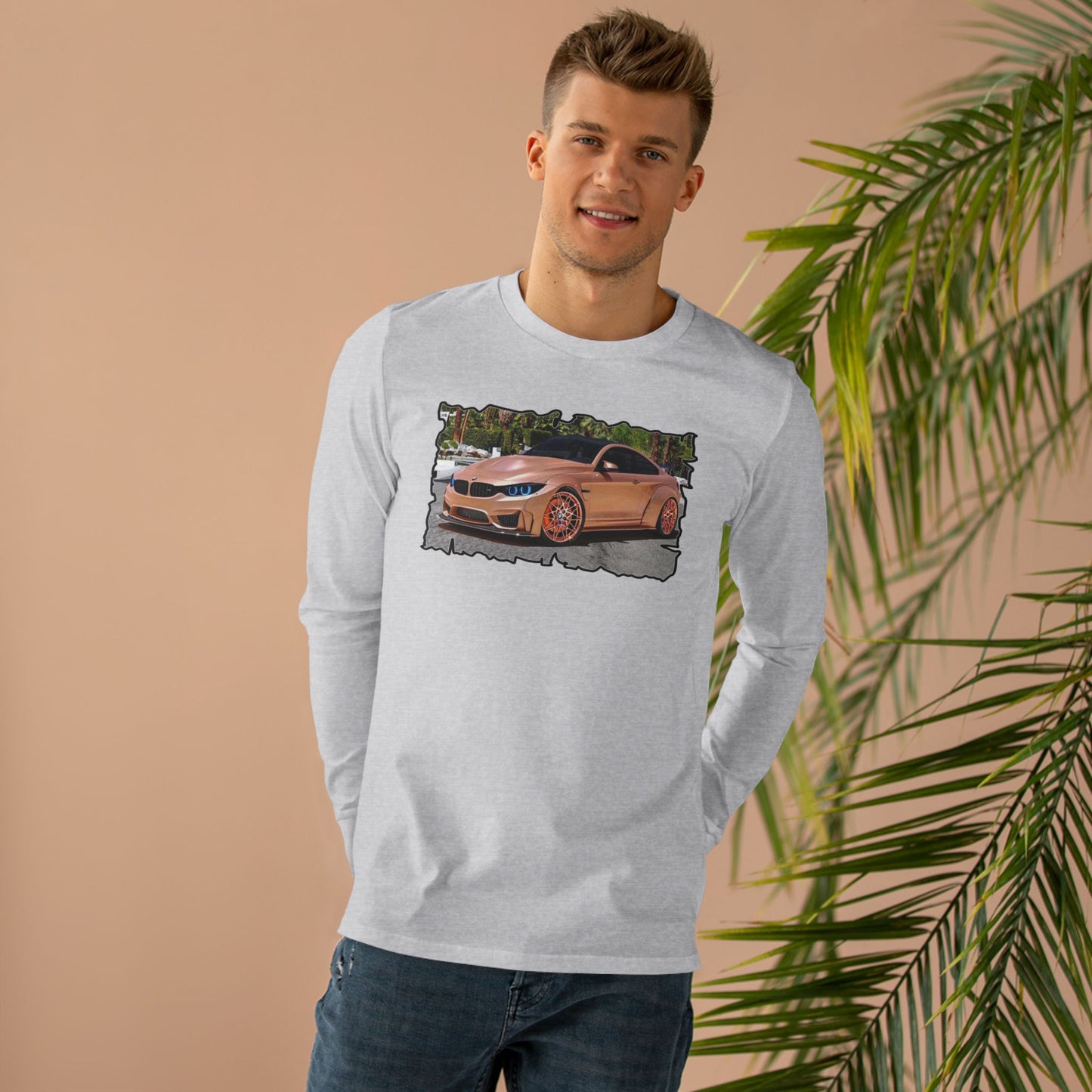 Get Yours Now -- Customized pink BMW M3 (Men's Base Longsleeve Tee - All-Season Wear)