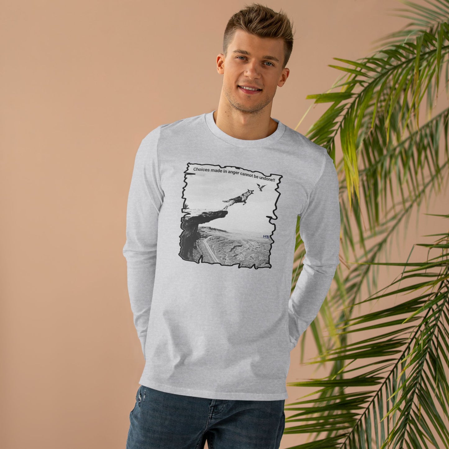 UnWise Woof Cliffhanger Choice Anger's Edge (Men's Base Longsleeve Tee - All-Season Wear)