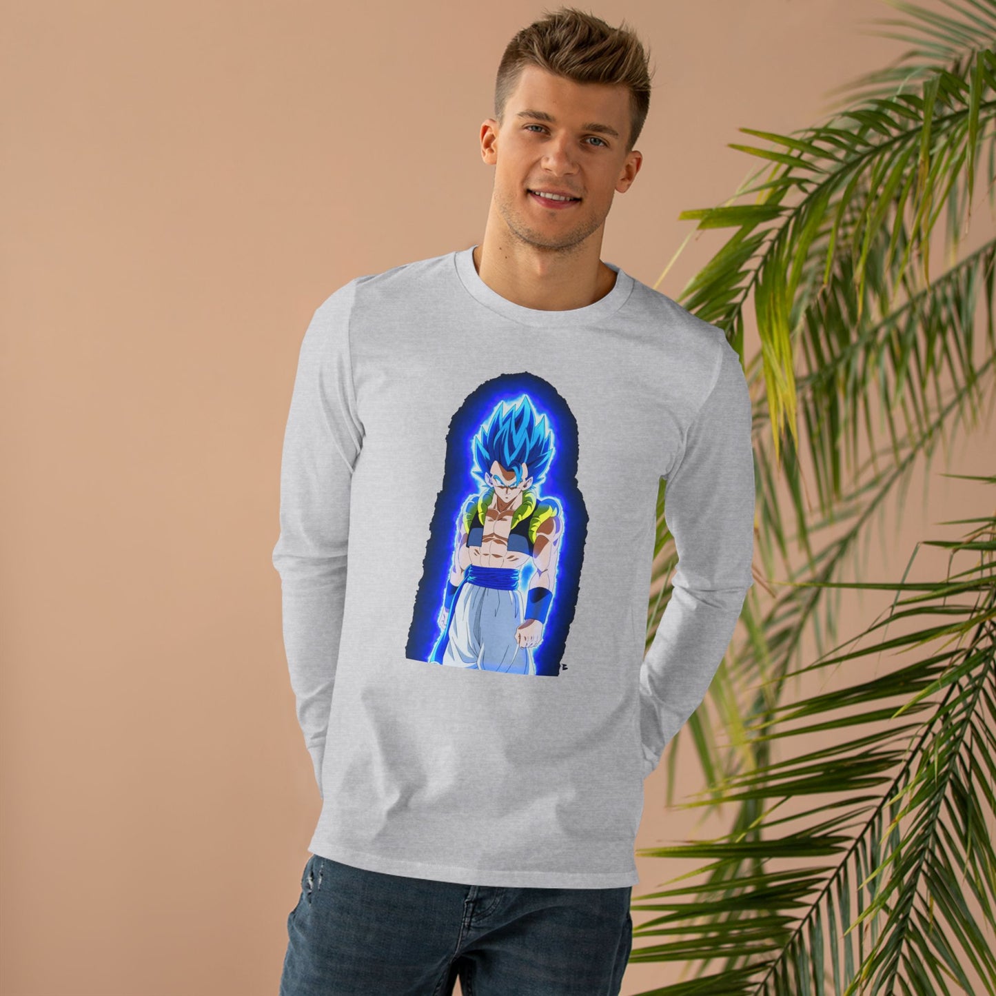Superhero in Blue in max level (Men's Base Longsleeve Tee - All-Season Wear)