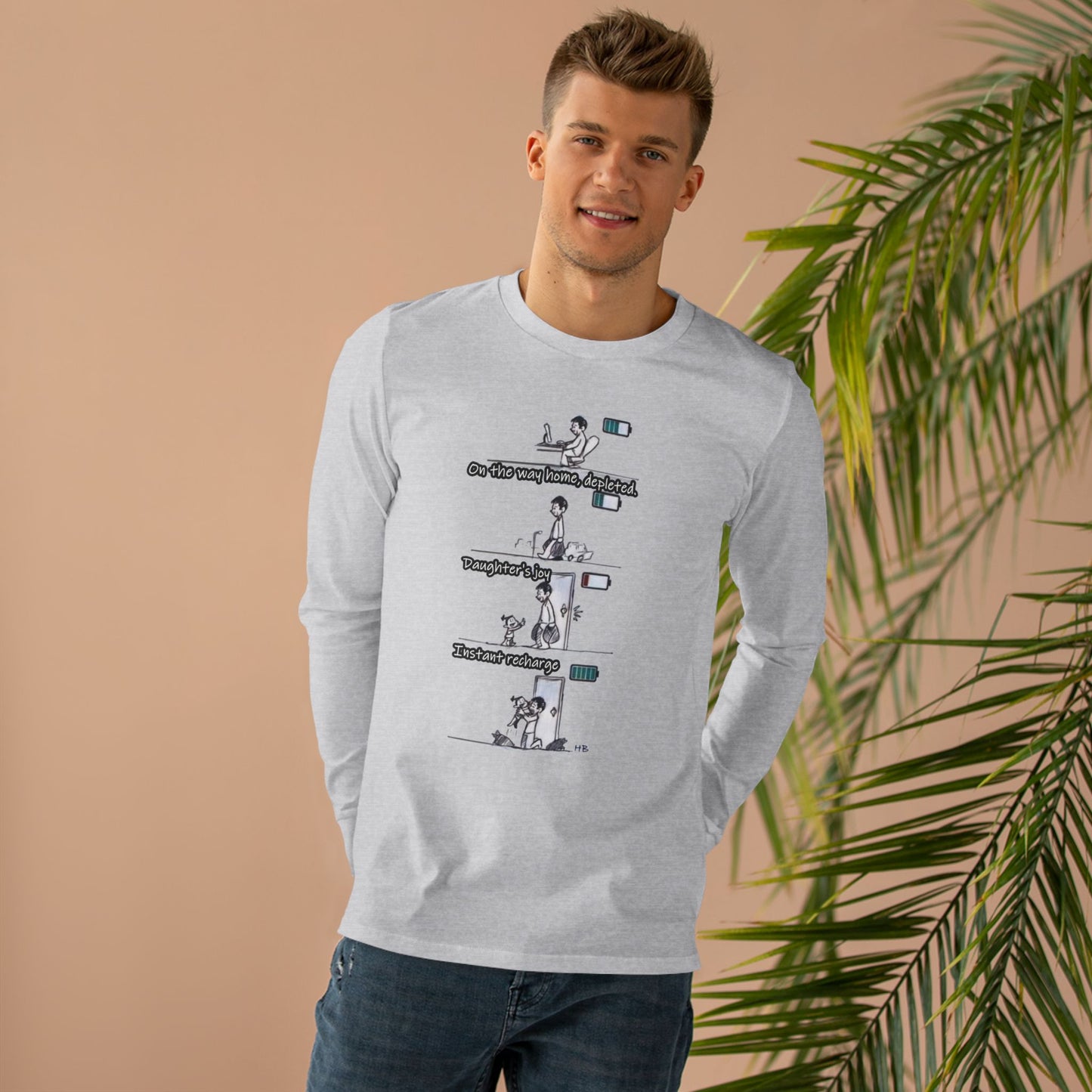 Get Yours Now -- Life's Canvas Daily Energies Unleashed; Day in, Day Out From Office to Home using Threads of Resilience (Men's Base Longsleeve Tee - All-Season Wear)