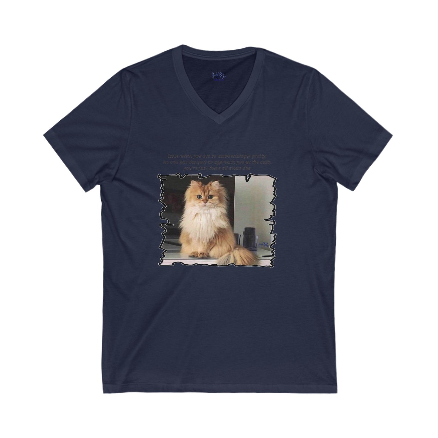 Mesmerizing Lonely Kitty (Unisex Jersey Short Sleeve V-neck - Comfortable Everyday Wear)
