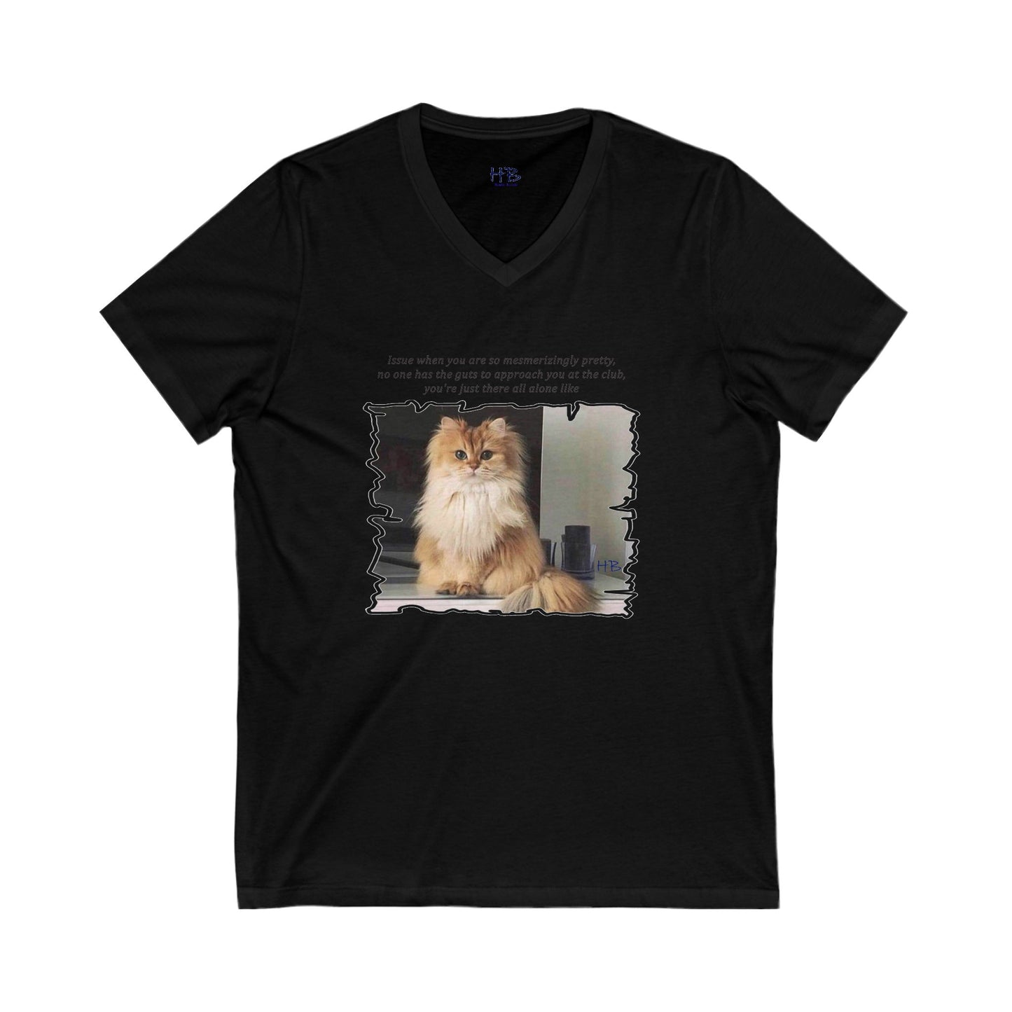 Mesmerizing Lonely Kitty (Unisex Jersey Short Sleeve V-neck - Comfortable Everyday Wear)