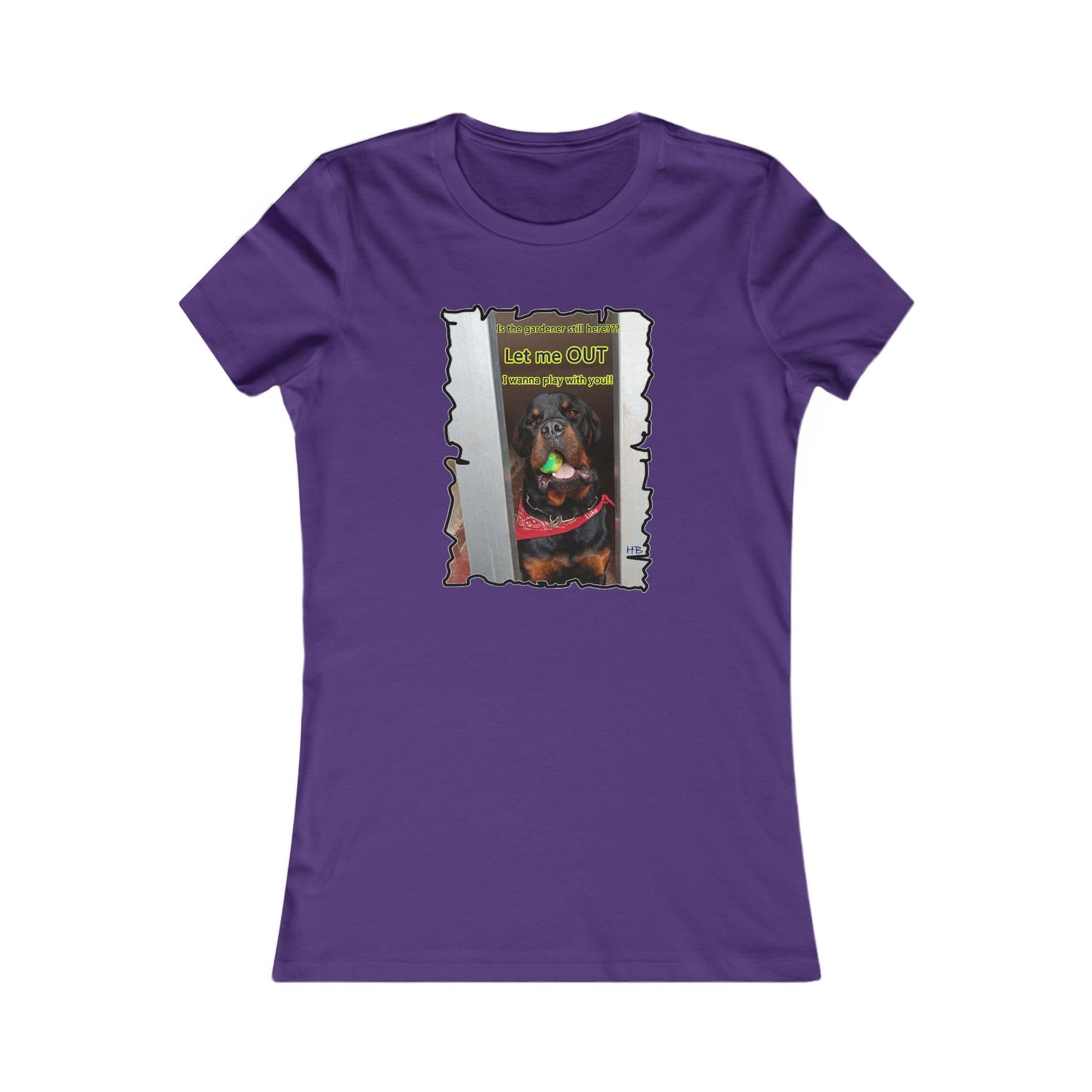Luke (Male Rottie) with ball begging to play (Women - Premium Cotton Tee)