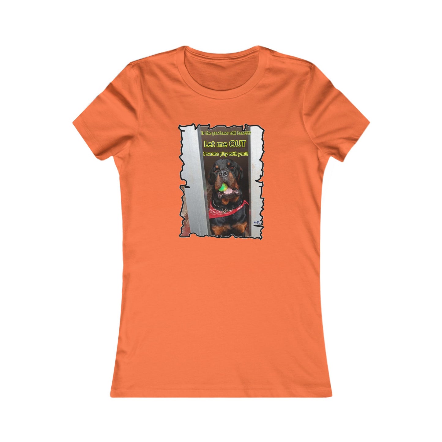 Luke (Male Rottie) with ball begging to play (Women - Premium Cotton Tee)