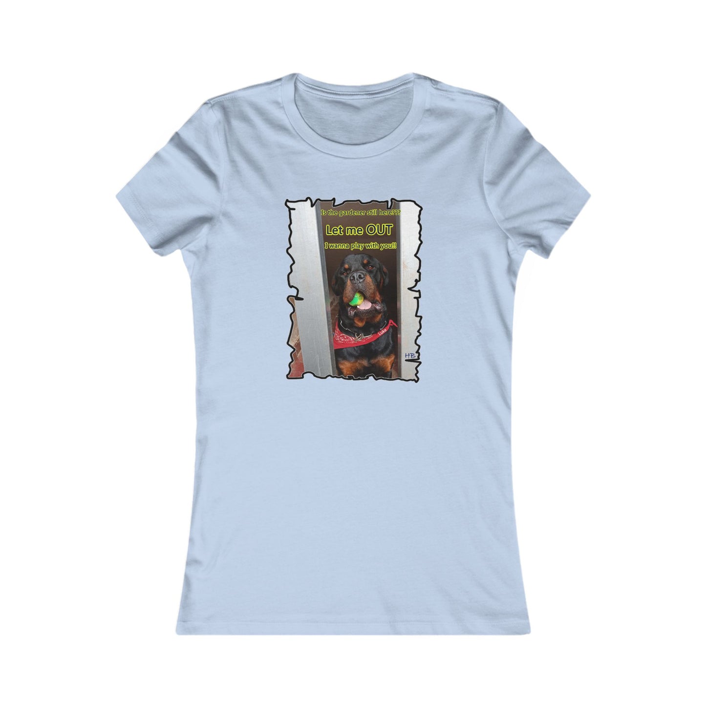 Luke (Male Rottie) with ball begging to play (Women - Premium Cotton Tee)