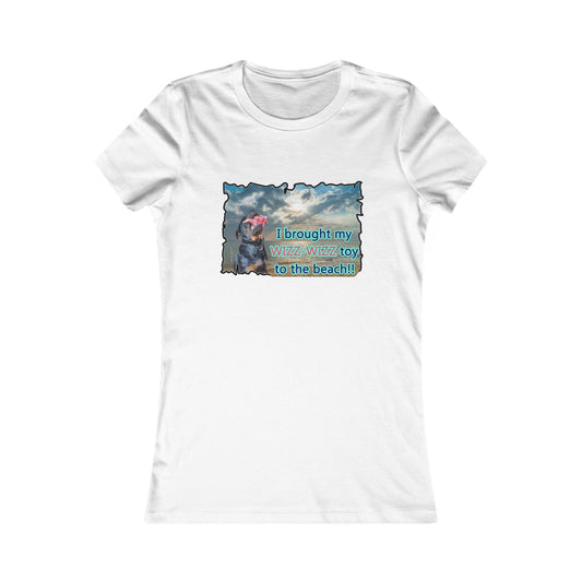 Luke (male Rothweiler) & Wizz Wizz at the beach (Women - Premium Cotton Tee)