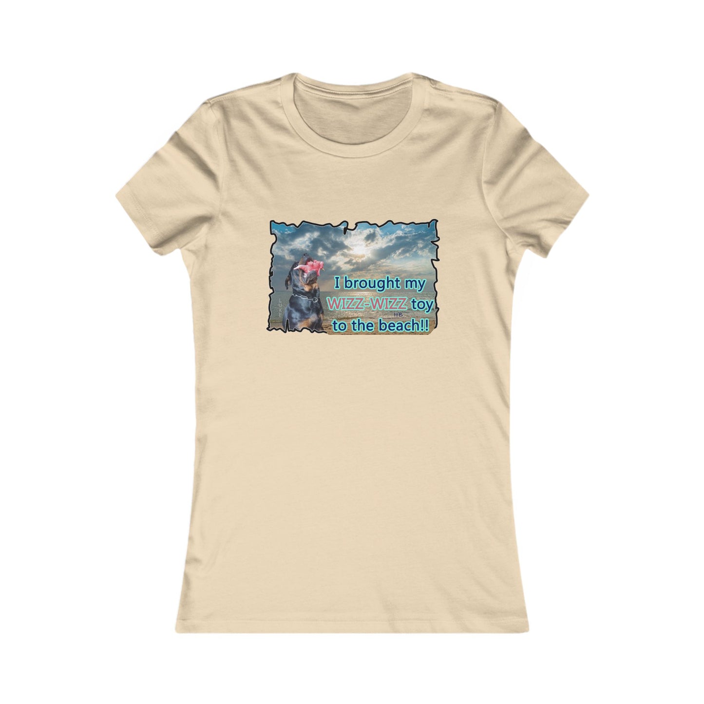 Luke (male Rothweiler) & Wizz Wizz at the beach (Women - Premium Cotton Tee)