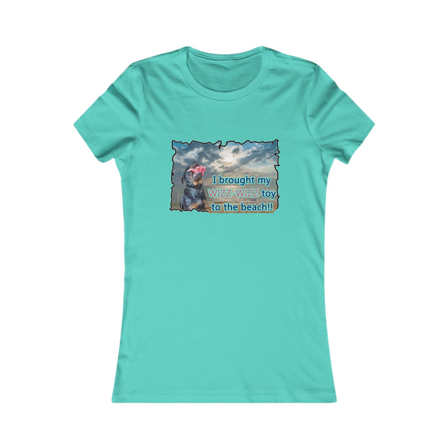 Luke (male Rothweiler) & Wizz Wizz at the beach (Women - Premium Cotton Tee)