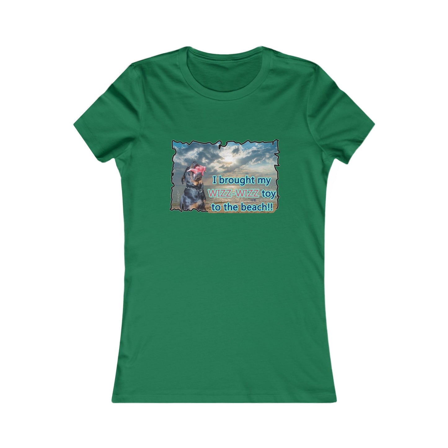 Luke (male Rothweiler) & Wizz Wizz at the beach (Women - Premium Cotton Tee)