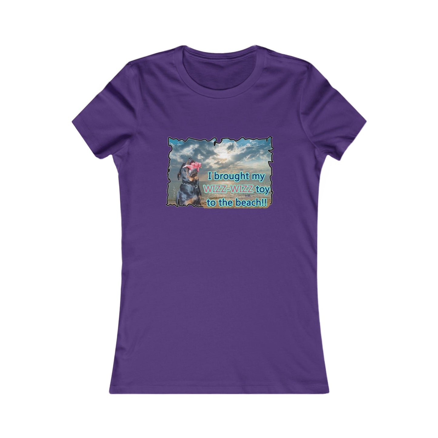 Luke (male Rothweiler) & Wizz Wizz at the beach (Women - Premium Cotton Tee)