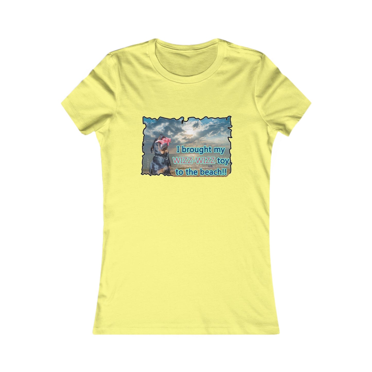 Luke (male Rothweiler) & Wizz Wizz at the beach (Women - Premium Cotton Tee)
