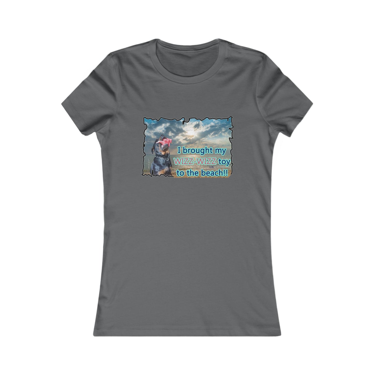 Luke (male Rothweiler) & Wizz Wizz at the beach (Women - Premium Cotton Tee)