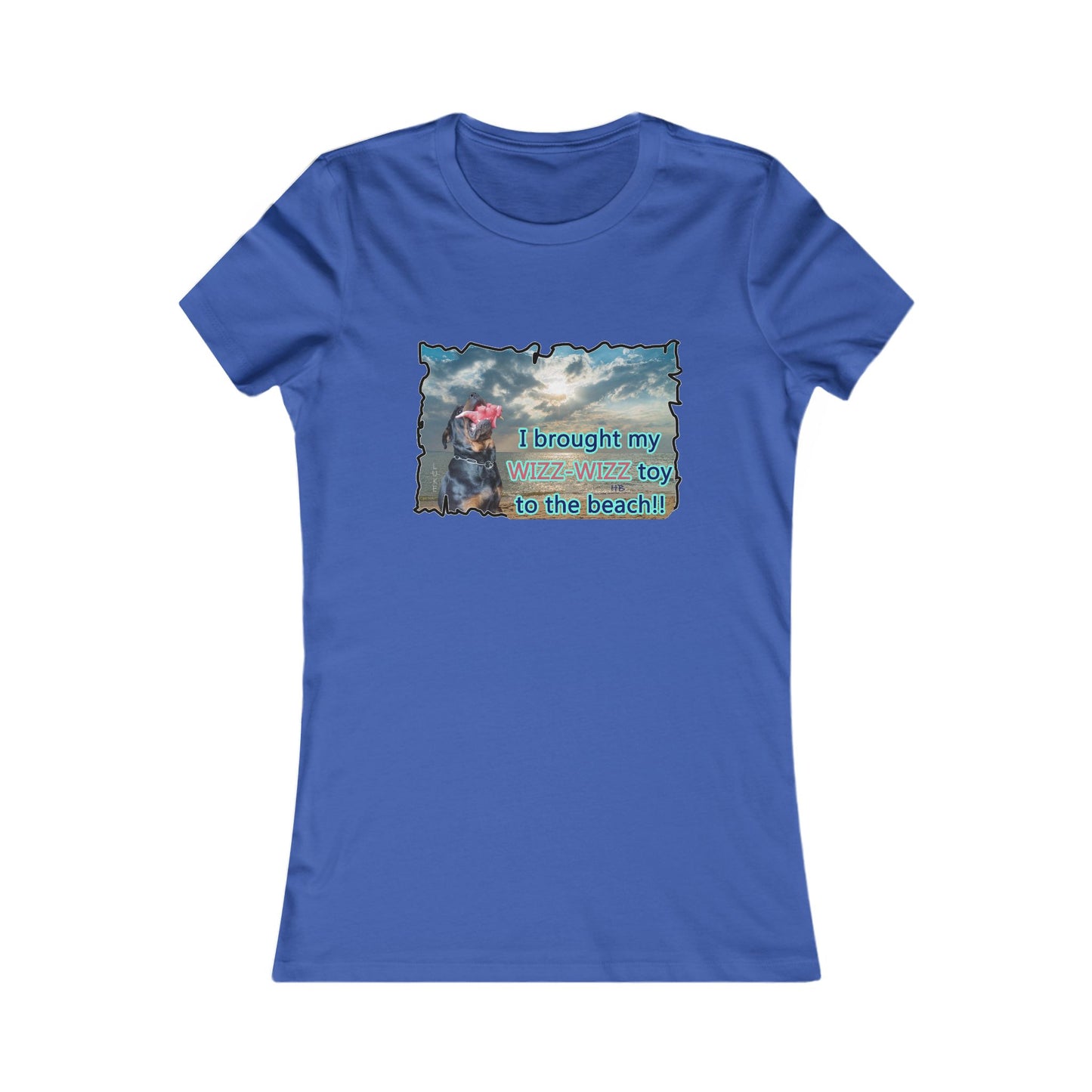 Luke (male Rothweiler) & Wizz Wizz at the beach (Women - Premium Cotton Tee)