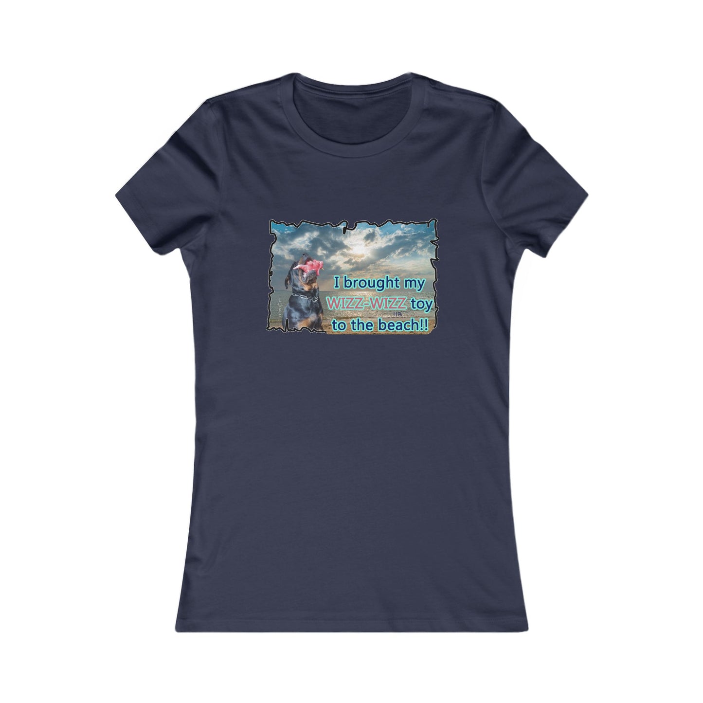 Luke (male Rothweiler) & Wizz Wizz at the beach (Women - Premium Cotton Tee)