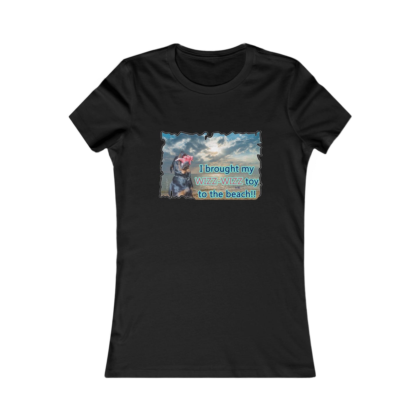 Luke (male Rothweiler) & Wizz Wizz at the beach (Women - Premium Cotton Tee)
