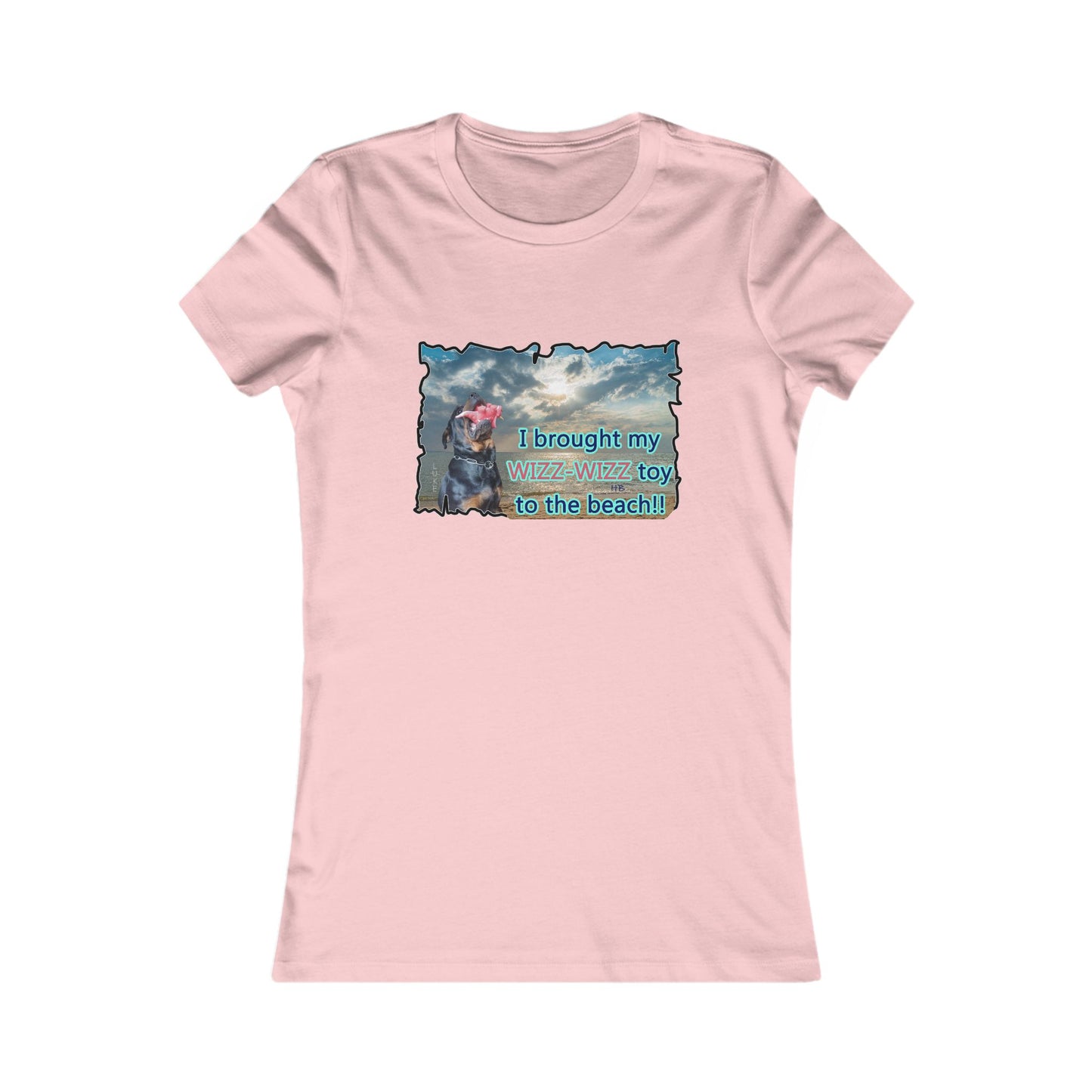 Luke (male Rothweiler) & Wizz Wizz at the beach (Women - Premium Cotton Tee)