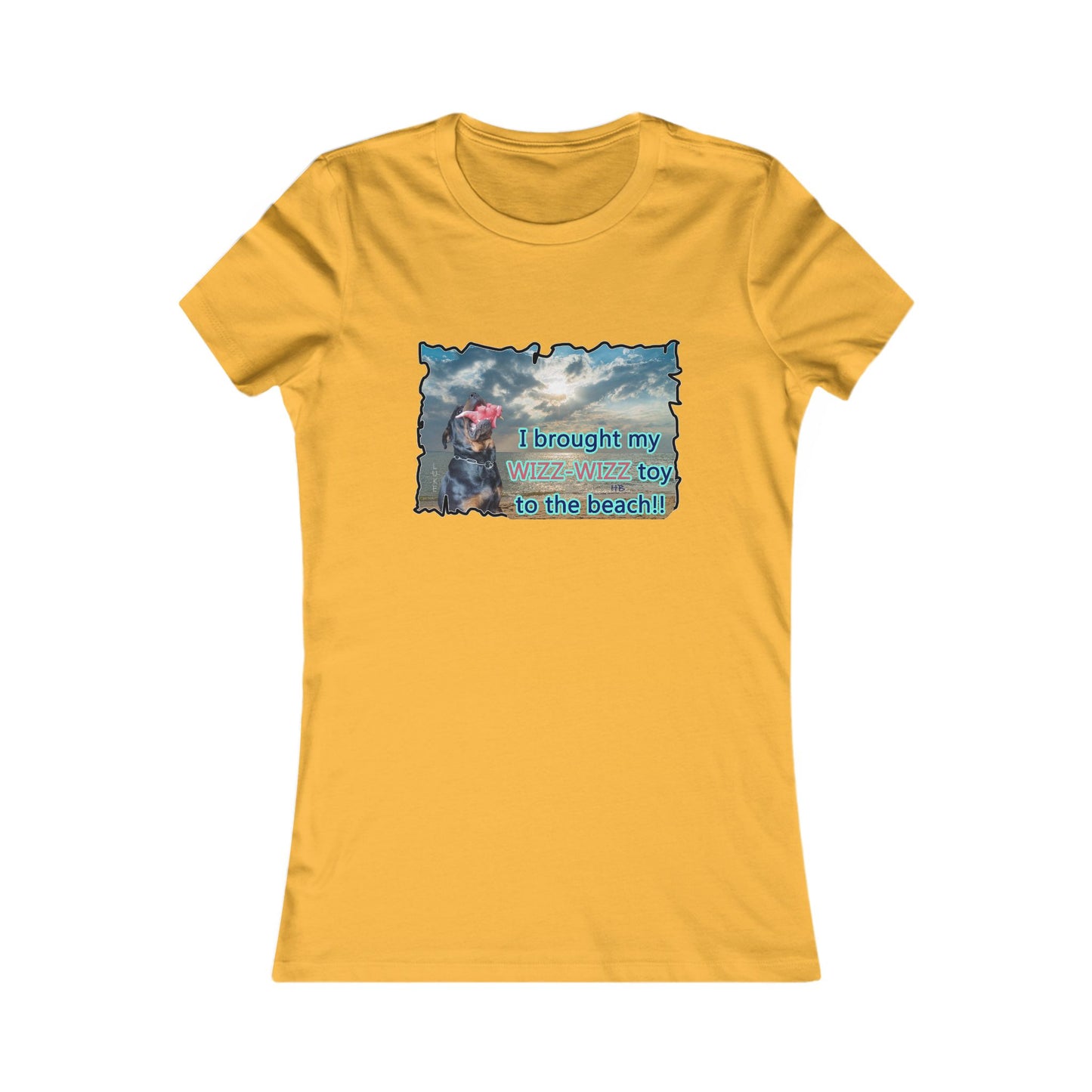 Luke (male Rothweiler) & Wizz Wizz at the beach (Women - Premium Cotton Tee)