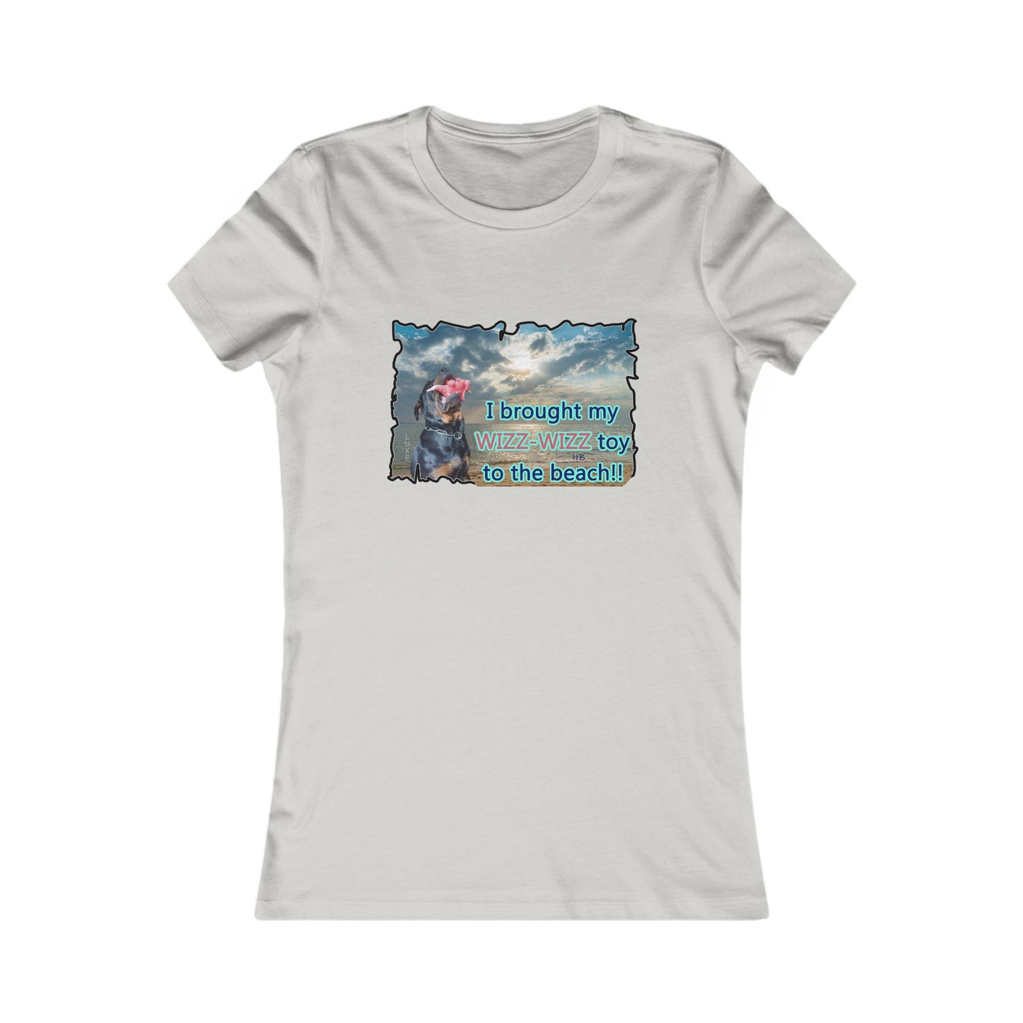 Luke (male Rothweiler) & Wizz Wizz at the beach (Women - Premium Cotton Tee)