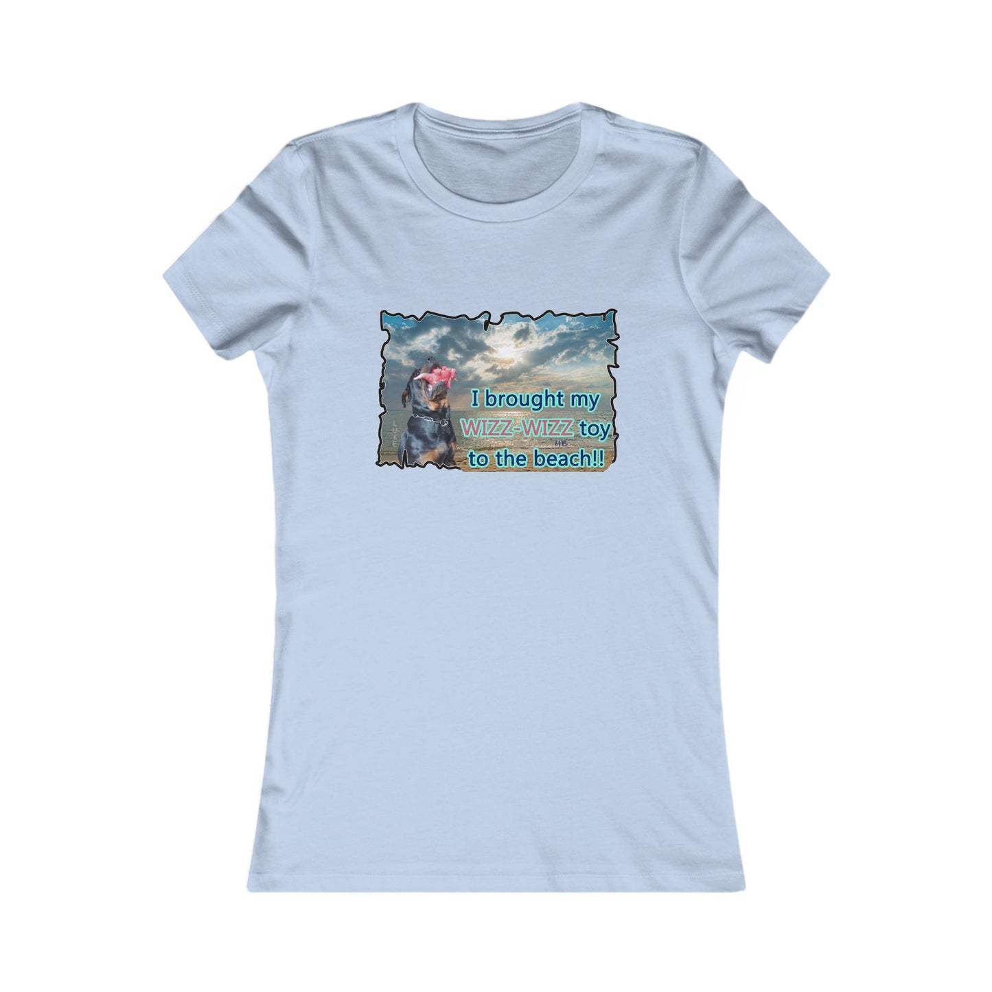 Luke (male Rothweiler) & Wizz Wizz at the beach (Women - Premium Cotton Tee)