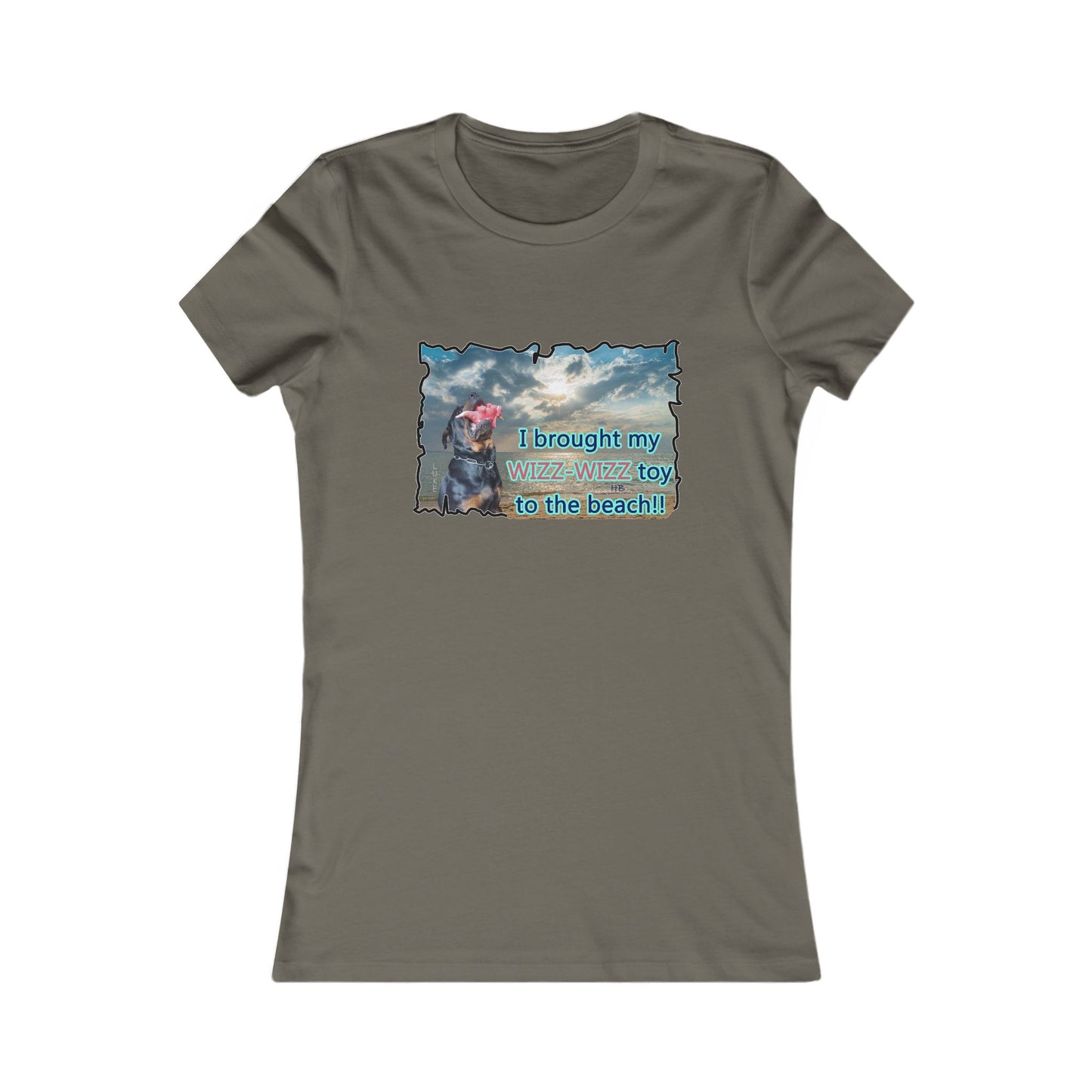 Luke (male Rothweiler) & Wizz Wizz at the beach (Women - Premium Cotton Tee)
