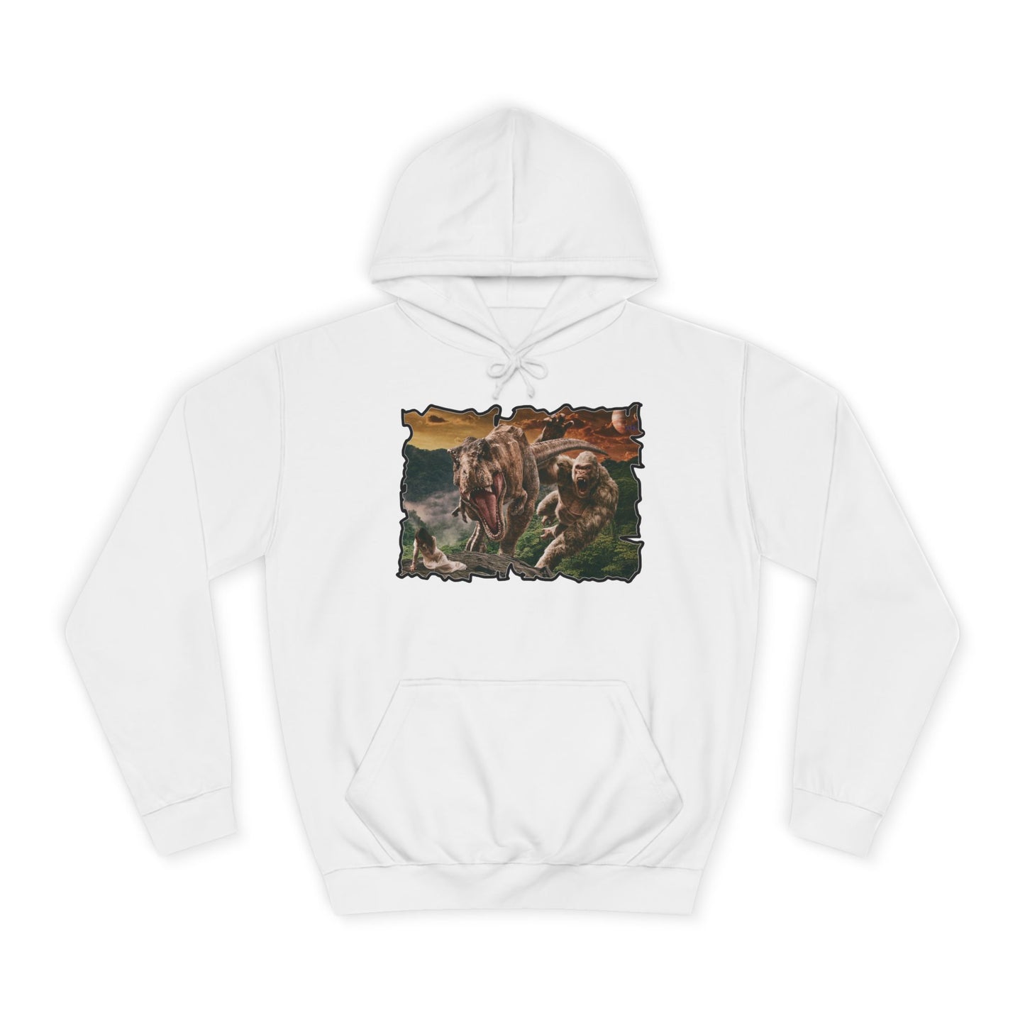 Get Yours Now -- Gorilla vs T-Rex saving woman in distress  (Hoodie - Cozy and Durable)