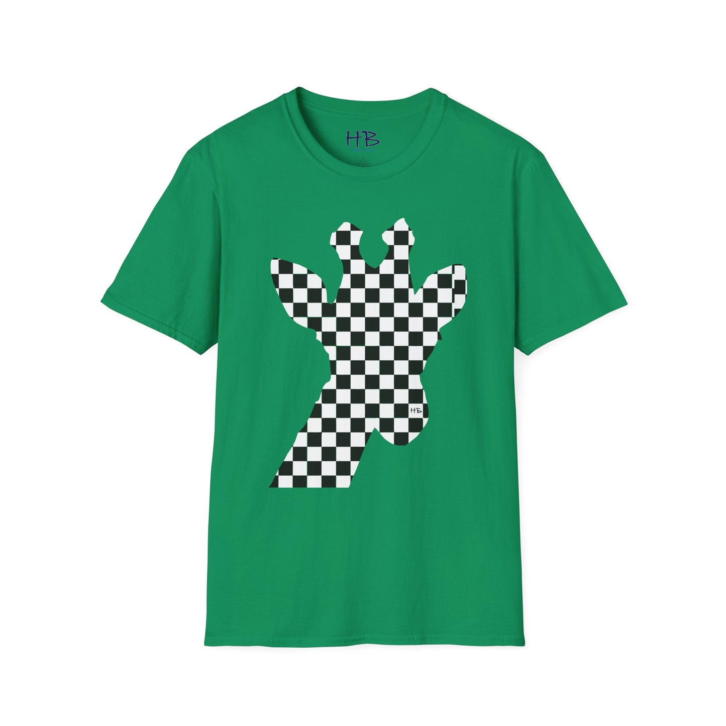 Graceful Heights: The Refined Checkered Giraffe Garment