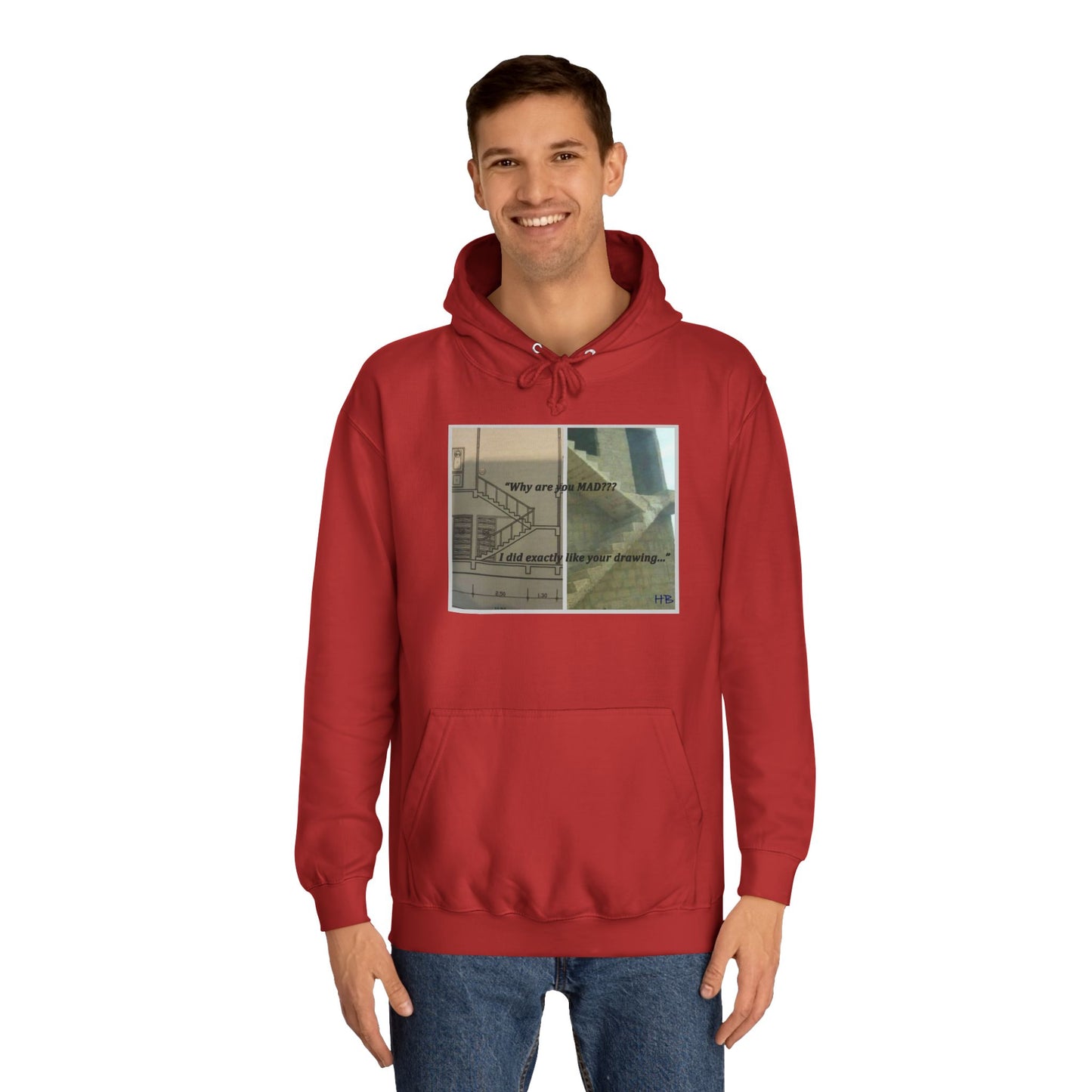 Get Yours Now -- Comical Architectural Irony Stairs Sketch (Hoodie - Cozy and Durable)