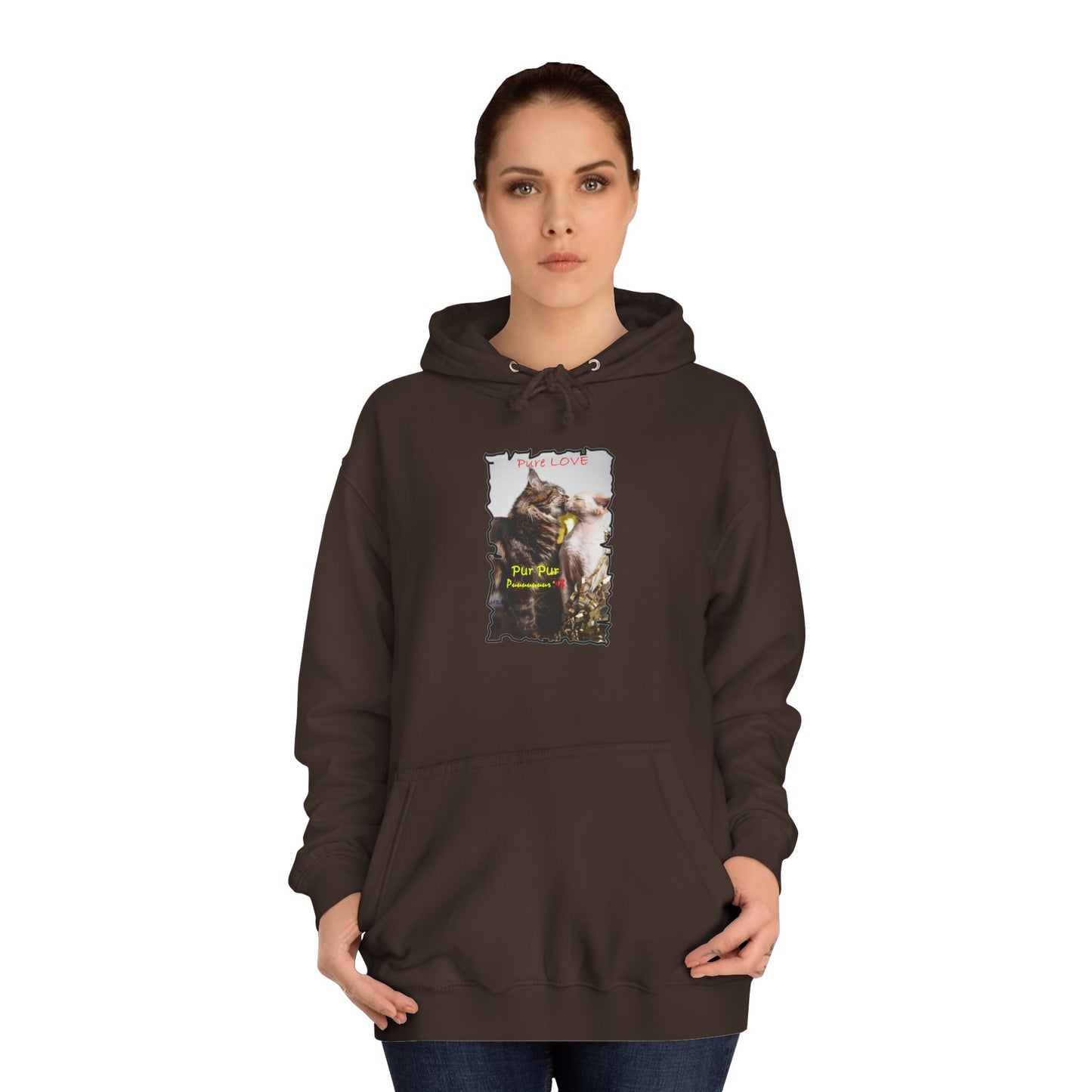 Get Yours Now -- Pure LOVE Cats kissing (Hoodie - Cozy and Durable)