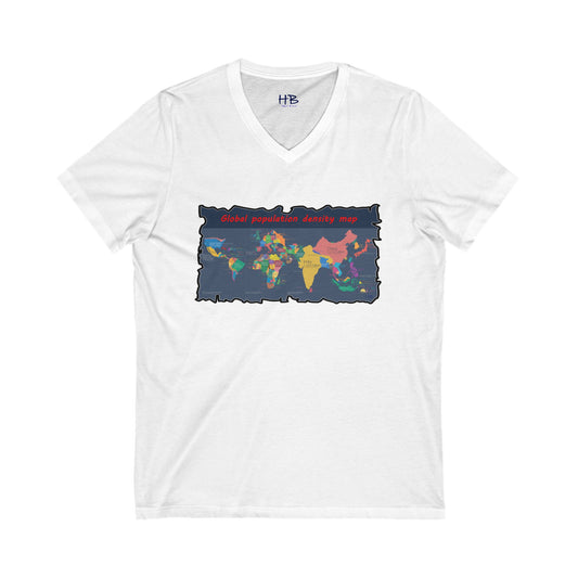 Global density world population (Unisex Jersey Short Sleeve V-neck - Comfortable Everyday Wear)