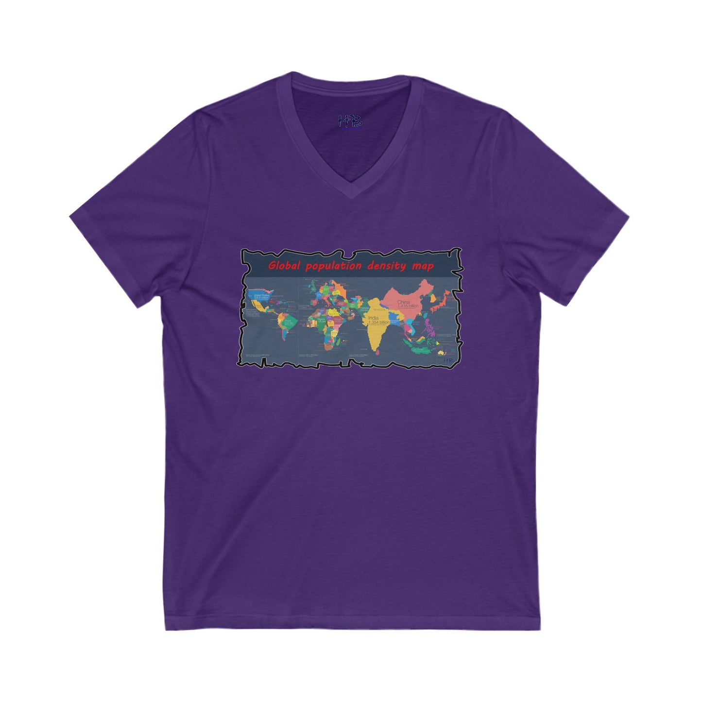 Global density world population (Unisex Jersey Short Sleeve V-neck - Comfortable Everyday Wear)
