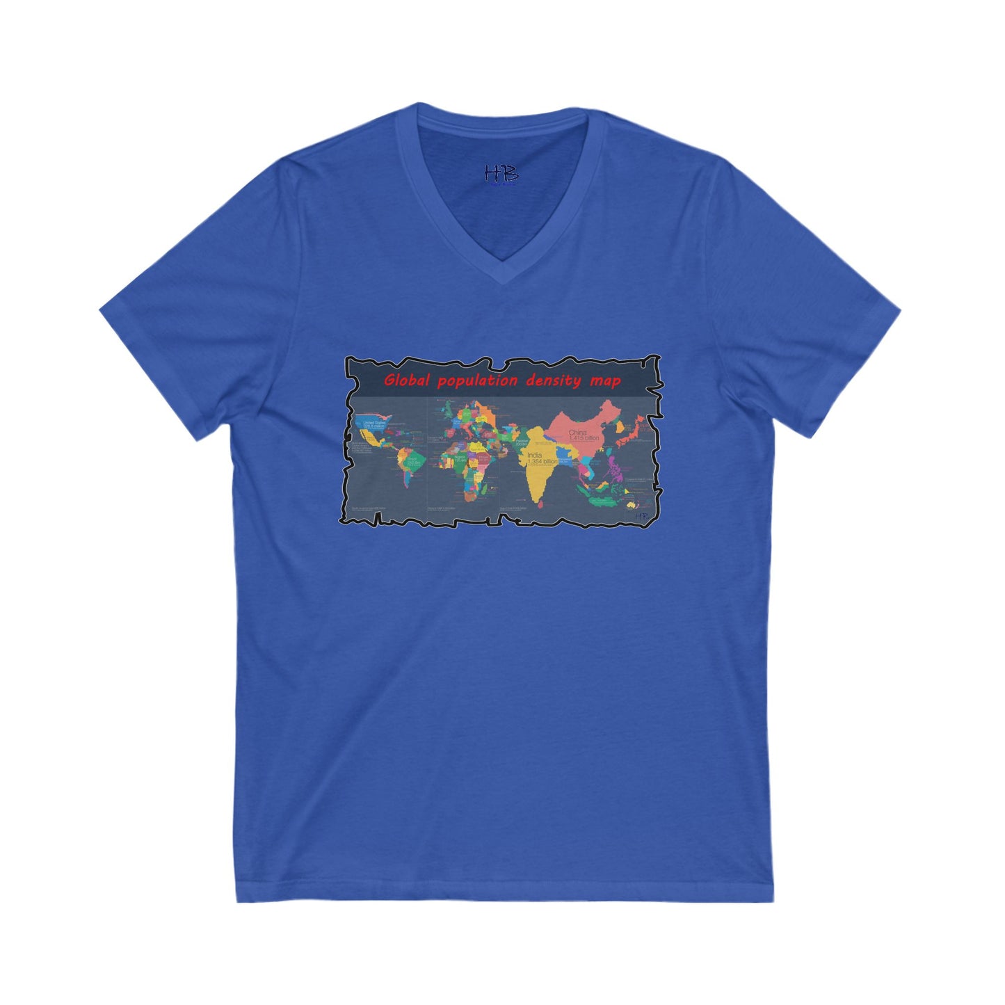Global density world population (Unisex Jersey Short Sleeve V-neck - Comfortable Everyday Wear)