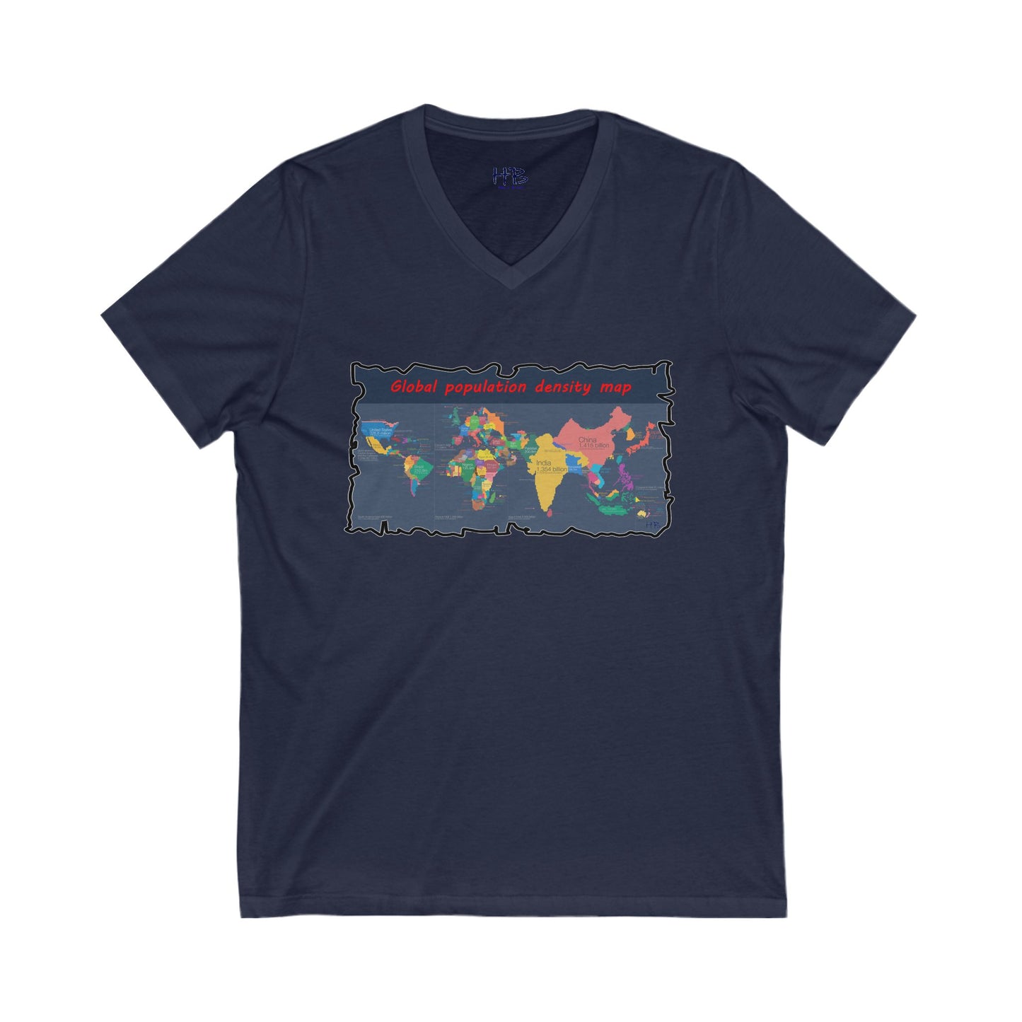 Global density world population (Unisex Jersey Short Sleeve V-neck - Comfortable Everyday Wear)