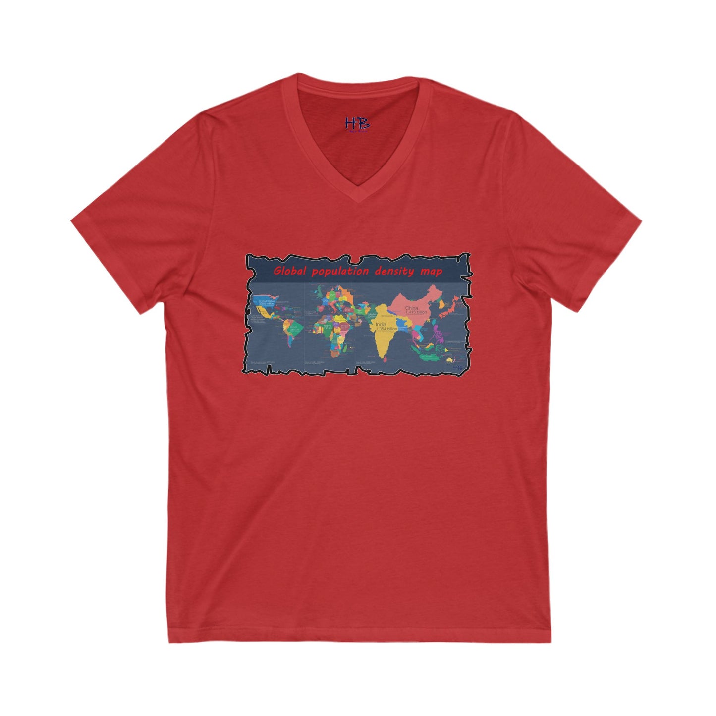 Global density world population (Unisex Jersey Short Sleeve V-neck - Comfortable Everyday Wear)