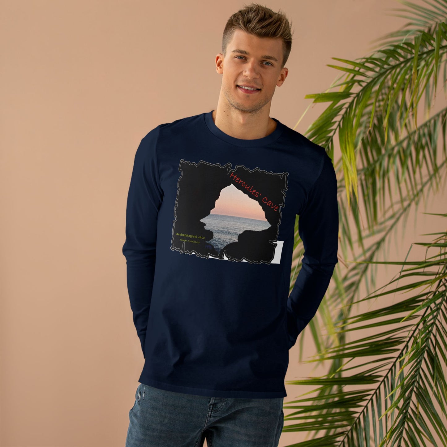 Tanger's Treasure Hercules' Cave Sunset (Men's Base Longsleeve Tee - All-Season Wear)