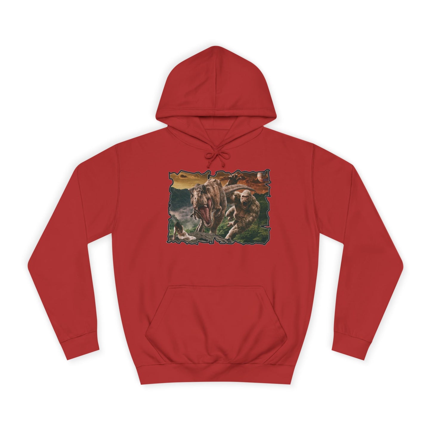 Get Yours Now -- Gorilla vs T-Rex saving woman in distress  (Hoodie - Cozy and Durable)