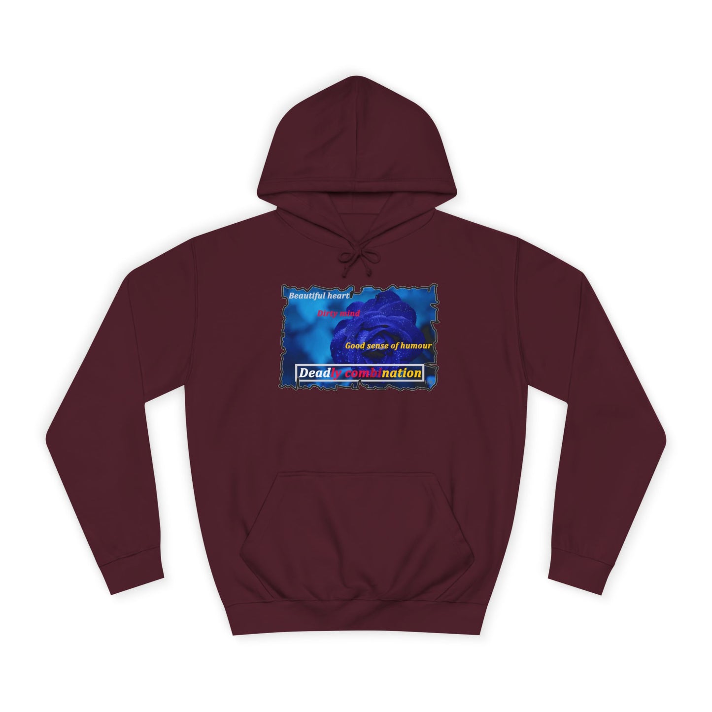 Sophisticated Edge Deadly Combo Elegance meets Attitude using Dark Blue Rose (Hoodie - Cozy and Durable)