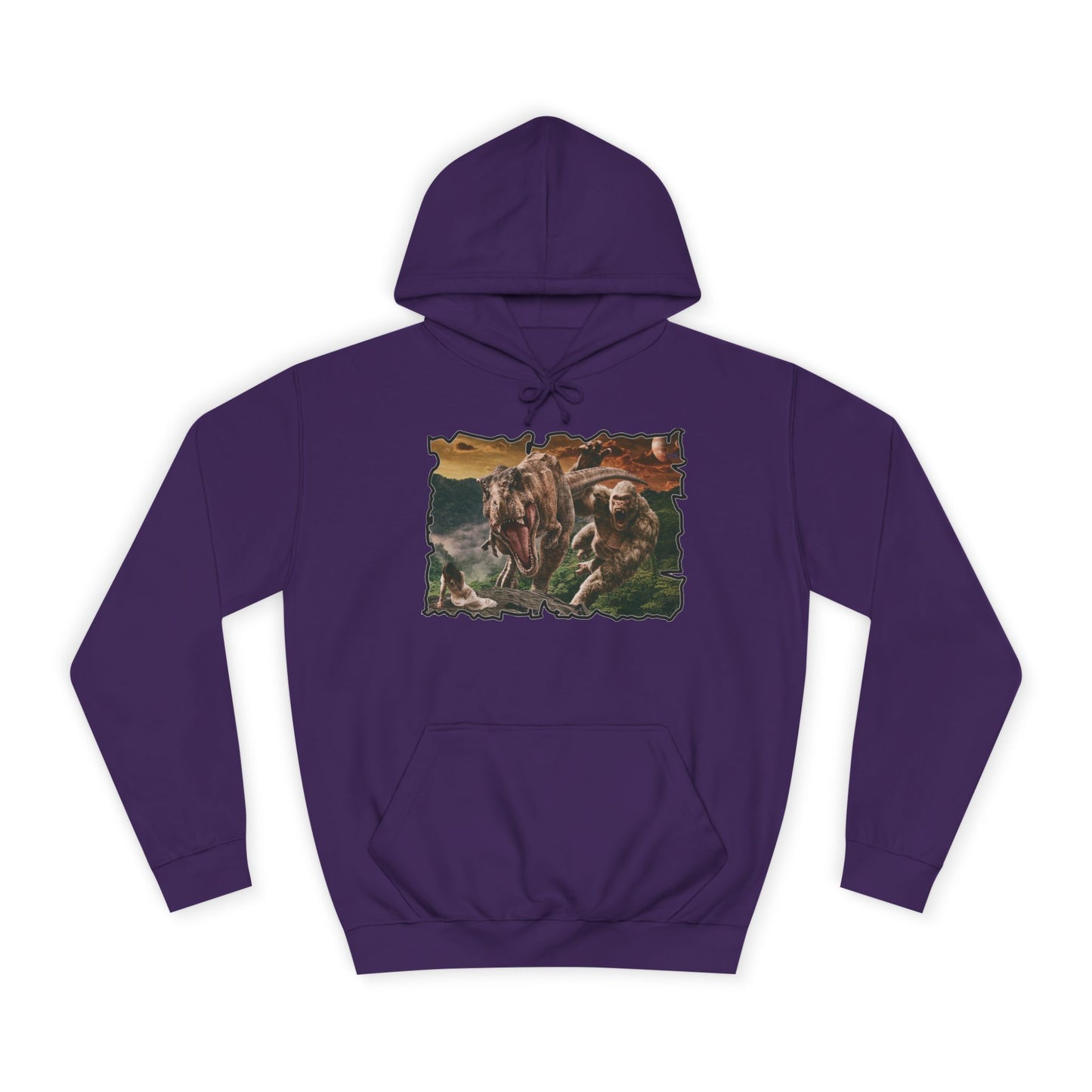 Get Yours Now -- Gorilla vs T-Rex saving woman in distress  (Hoodie - Cozy and Durable)