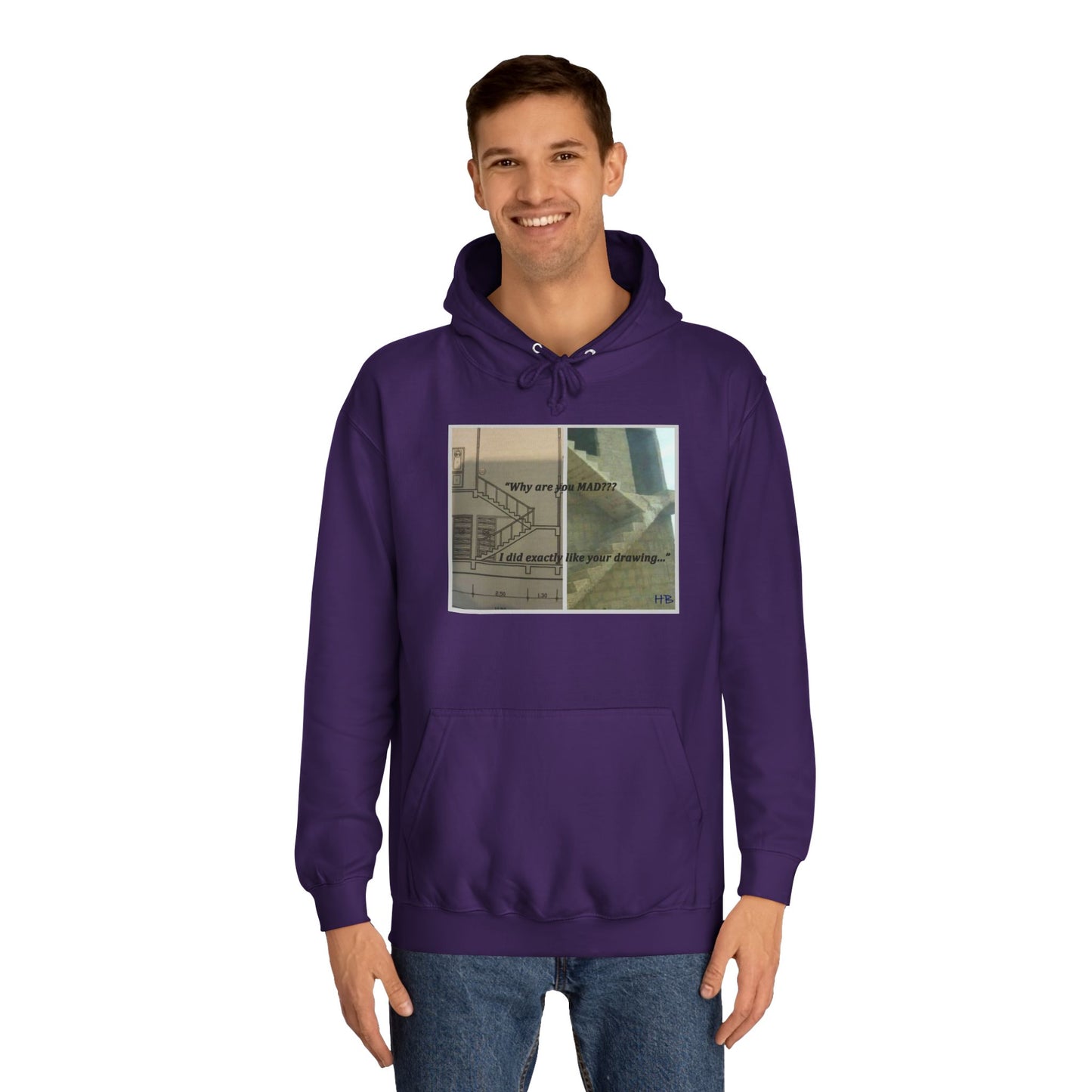 Get Yours Now -- Comical Architectural Irony Stairs Sketch (Hoodie - Cozy and Durable)