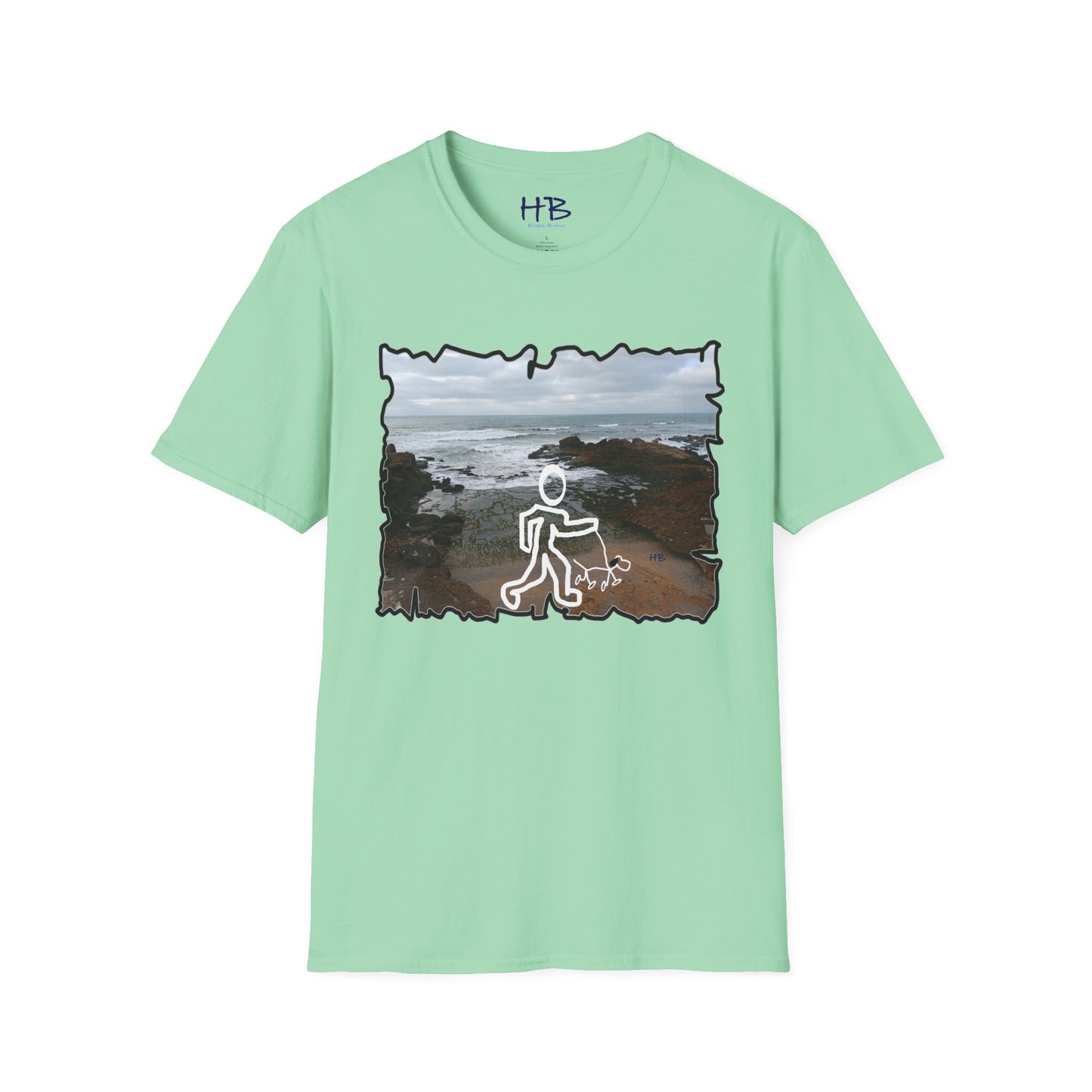 Rocky Shoreline Peaceful Oceanic; Harmony with Nature Garb Furry Friend Companion