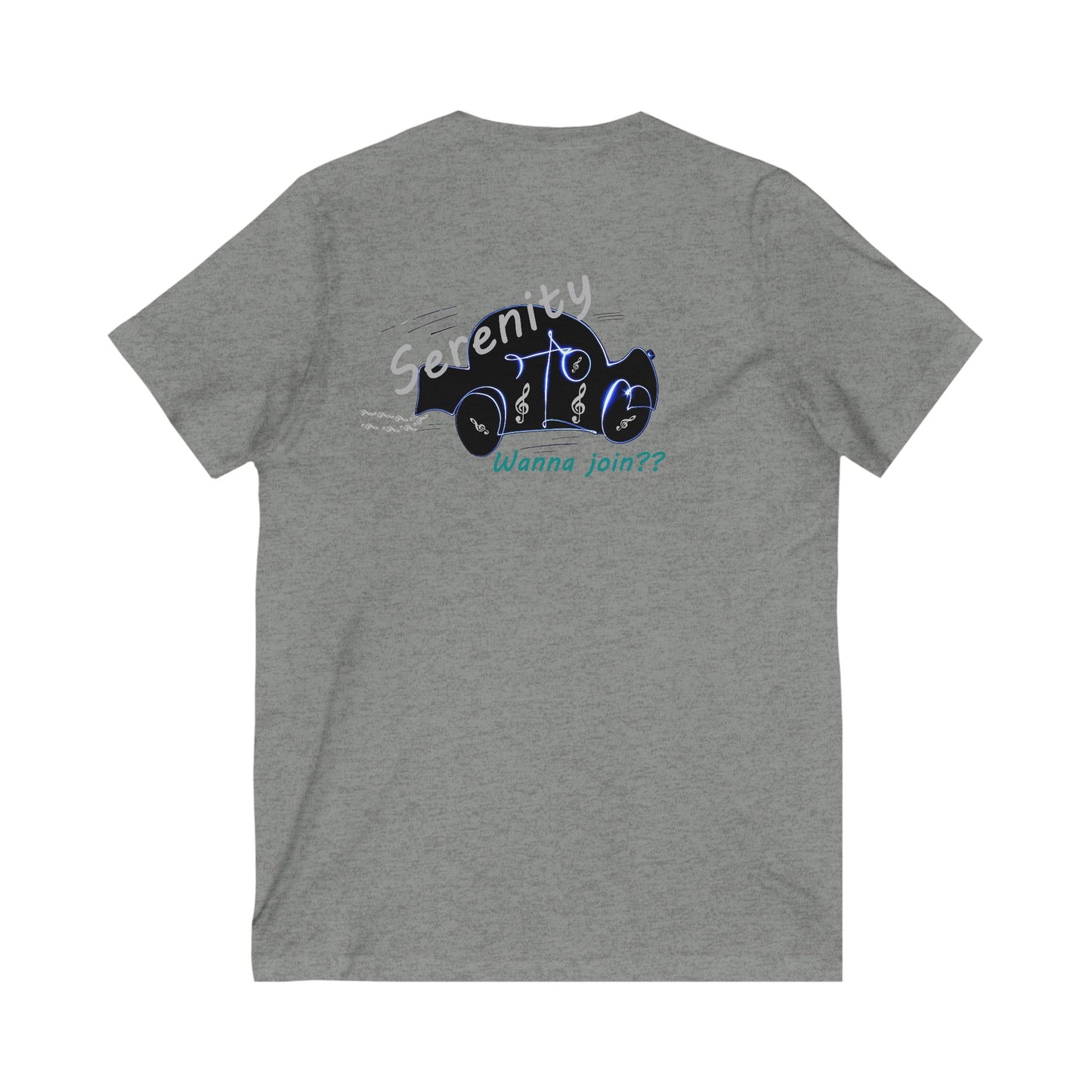 Car rides by yourself with LOUD music is good for the soul. Serenity. WANNA JOIN???  (Unisex Jersey Short Sleeve V-neck - Comfortable Everyday Wear)