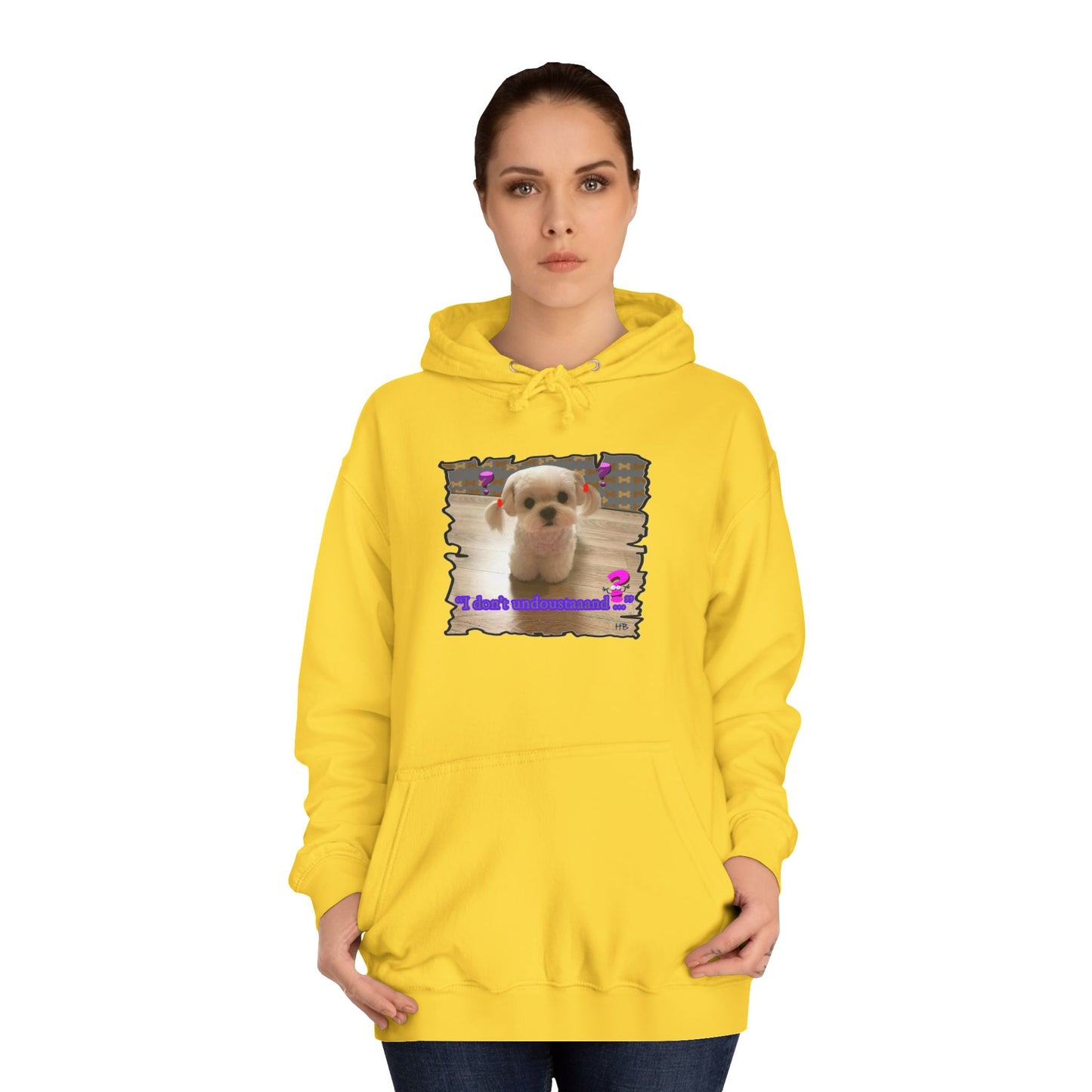 Baby Bichon Maltese with cluelessness innocent look "I don't undoustaaaand" (Hoodie - Cozy and Durable)