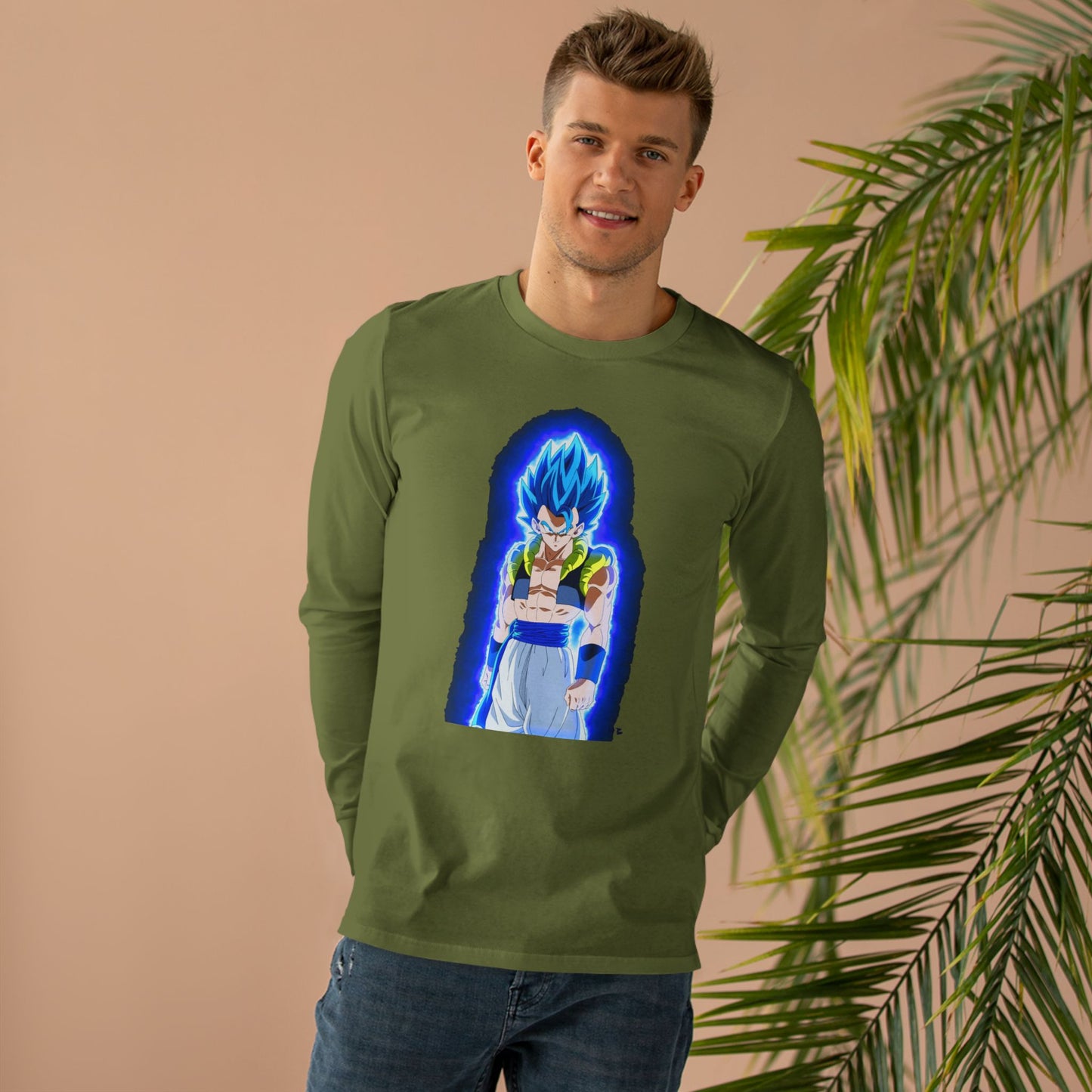Superhero in Blue in max level (Men's Base Longsleeve Tee - All-Season Wear)