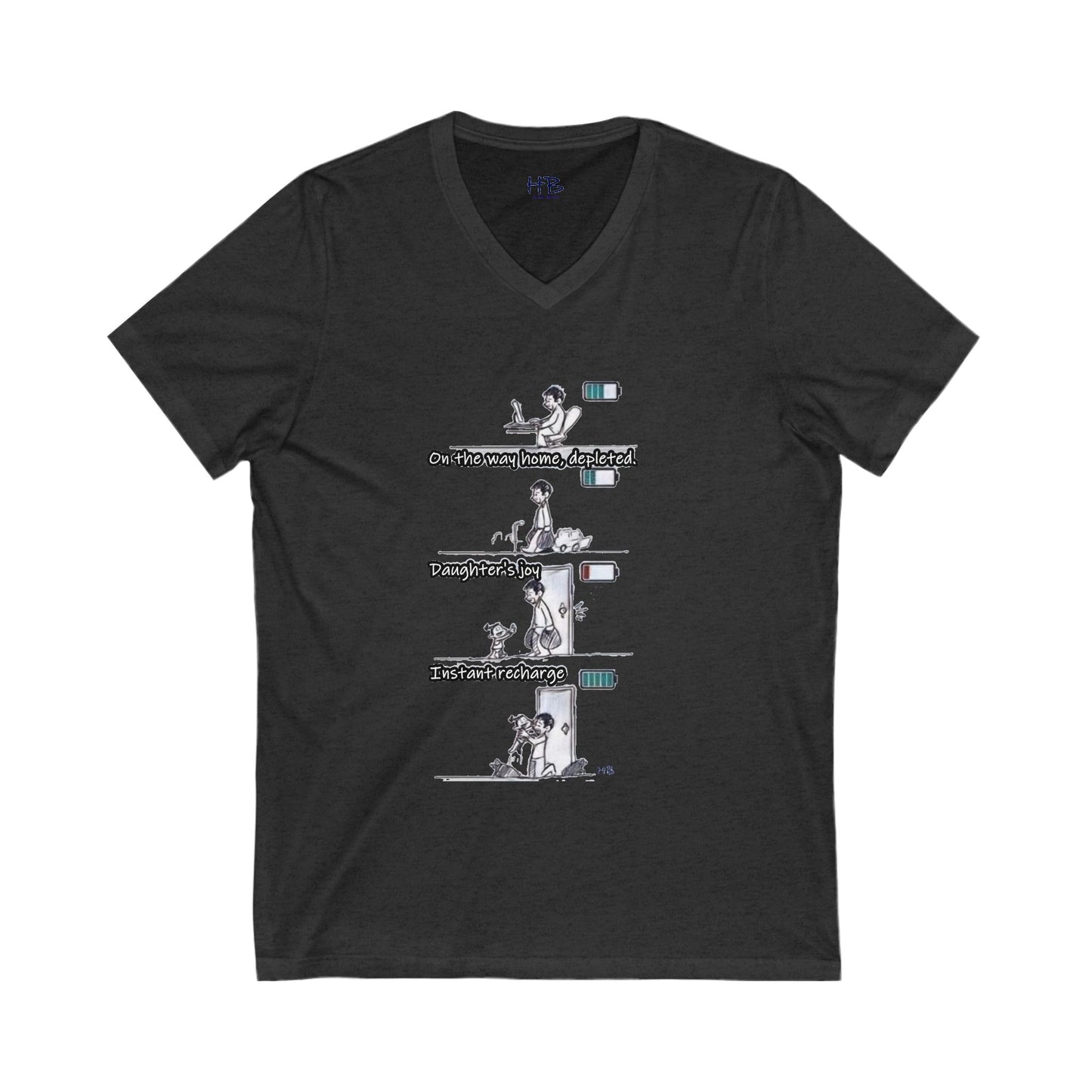 Life's Canvas Daily Energies Unleashed; Day in, Day Out From Office to Home using Threads of Resilience (Unisex Jersey Short Sleeve V-neck - Comfortable Everyday Wear)