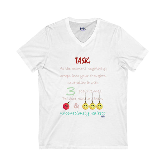Positive Rewiring the Negativity Neutralizer Mindset (Unisex Jersey Short Sleeve V-neck - Comfortable Everyday Wear)
