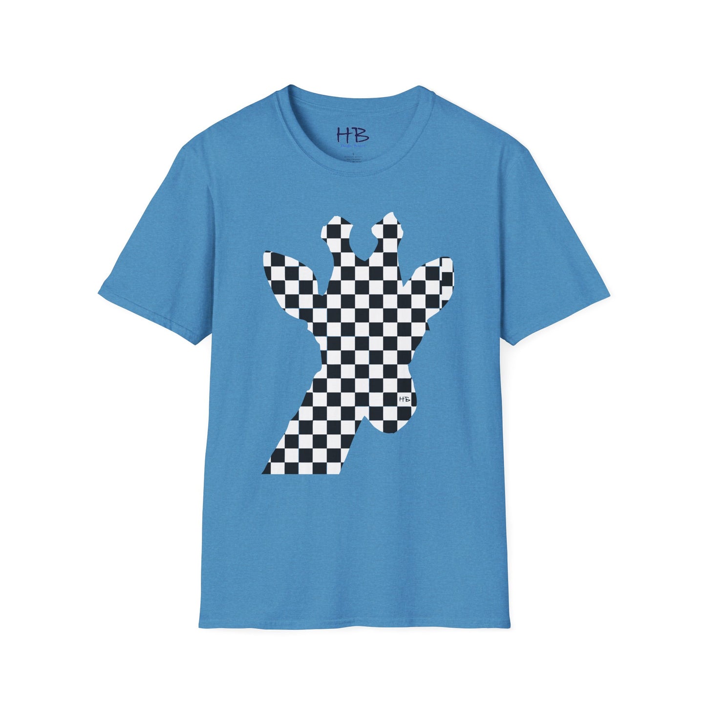 Graceful Heights: The Refined Checkered Giraffe Garment
