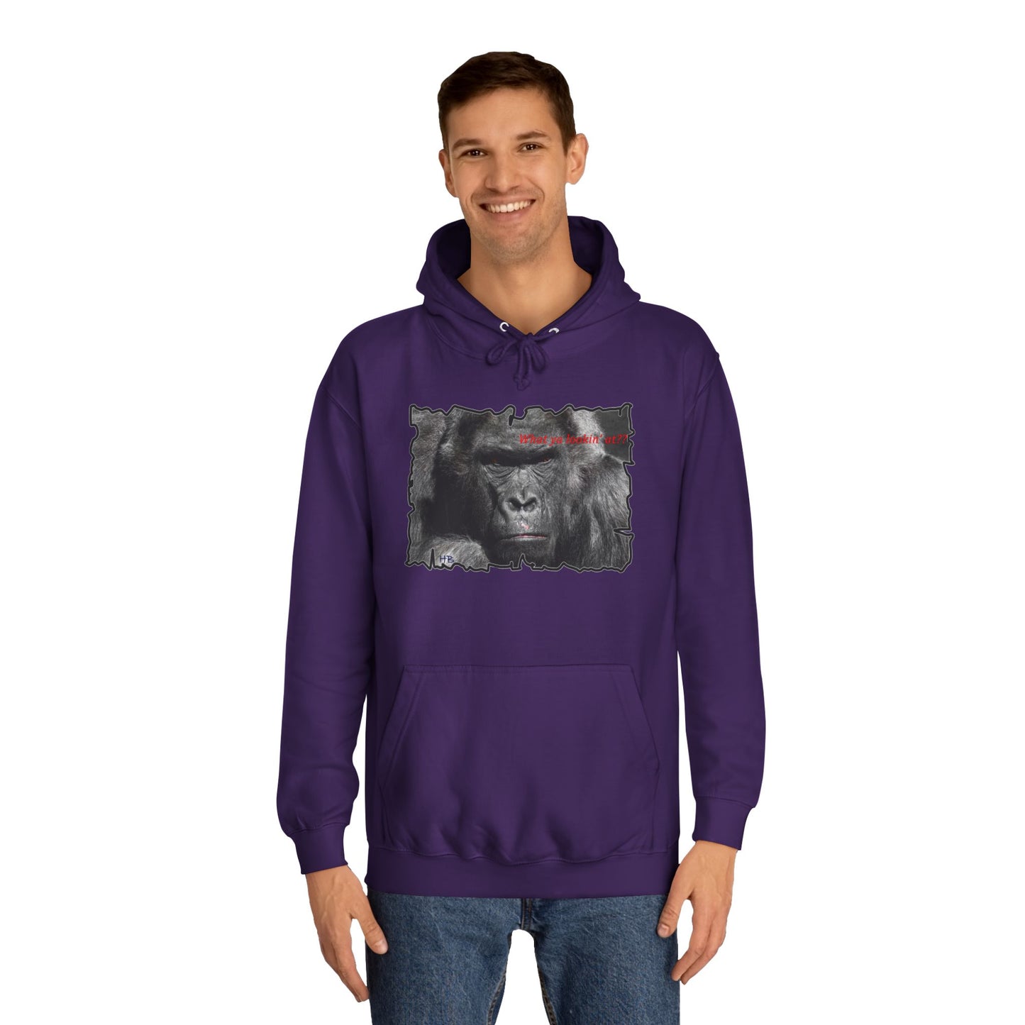 Get Yours Now -- Fearless Fierce Frown and Bold Gorilla Power What ya lookin' at? (Hoodie - Cozy and Durable)