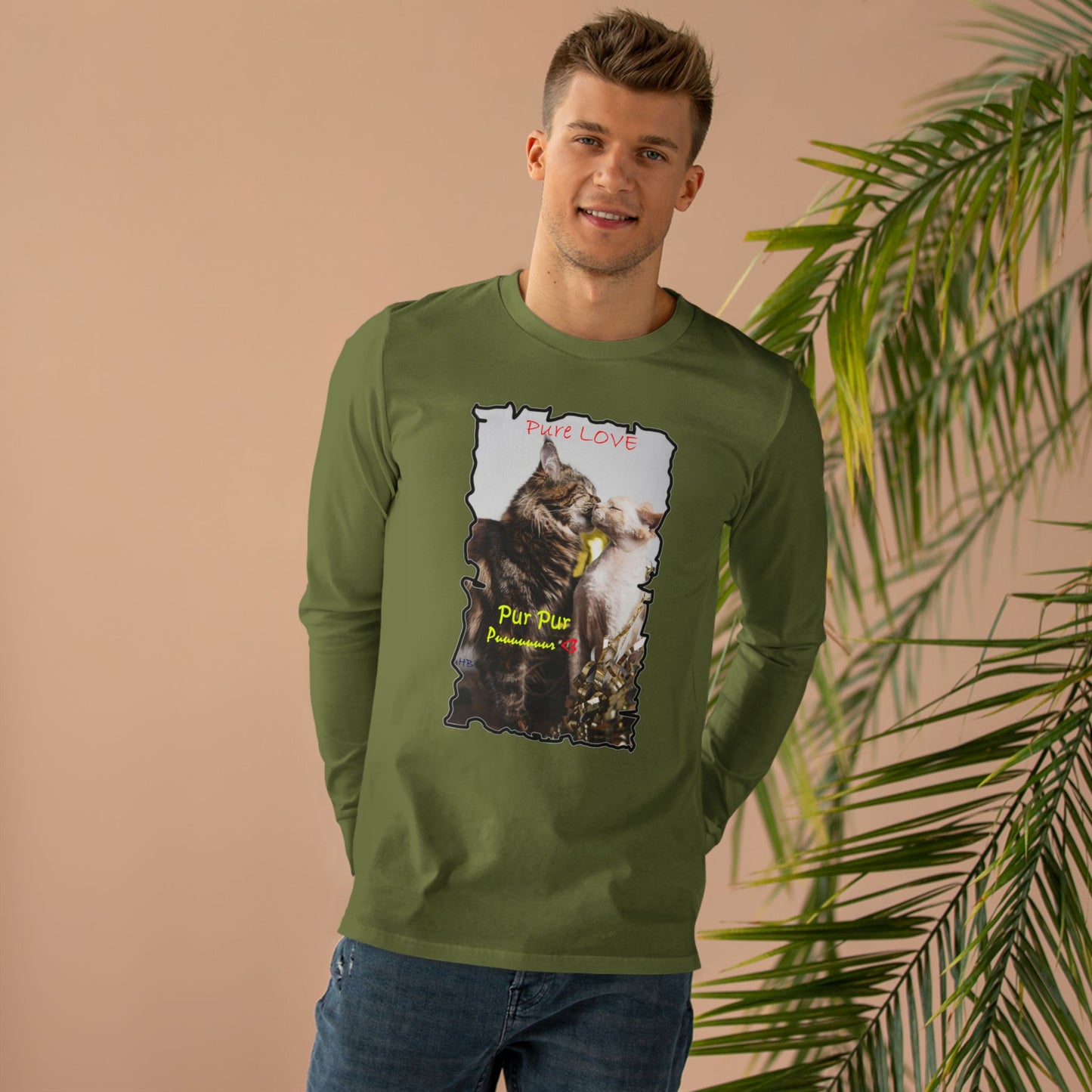 Get Yours Now -- Pure LOVE Cats kissing (Men's Base Longsleeve Tee - All-Season Wear)