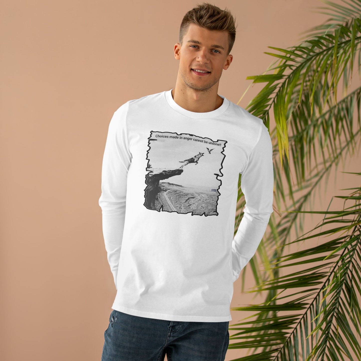 UnWise Woof Cliffhanger Choice Anger's Edge  (Men's Base Longsleeve Tee - All-Season Wear)