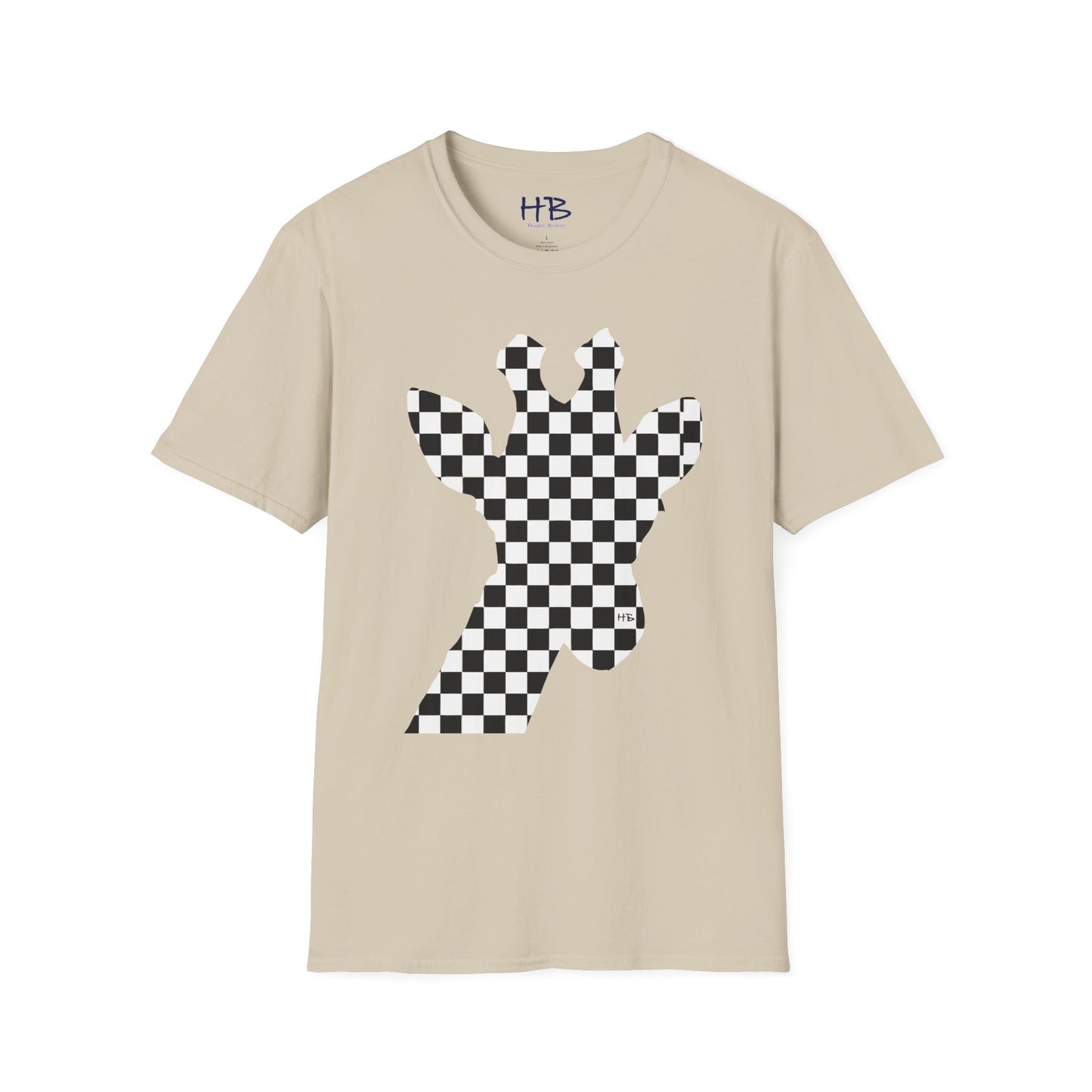 Graceful Heights: The Refined Checkered Giraffe Garment
