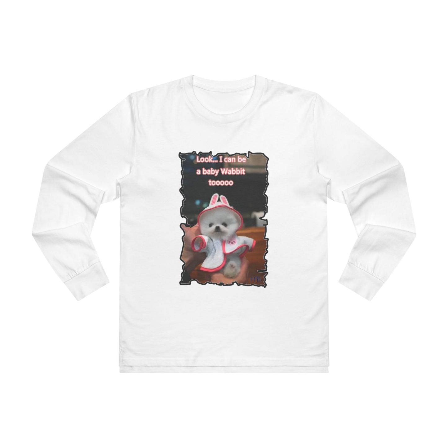 Bichon Maltese puppy dressed in a cute rabbit costume (Men's Base Longsleeve Tee - All-Season Wear)